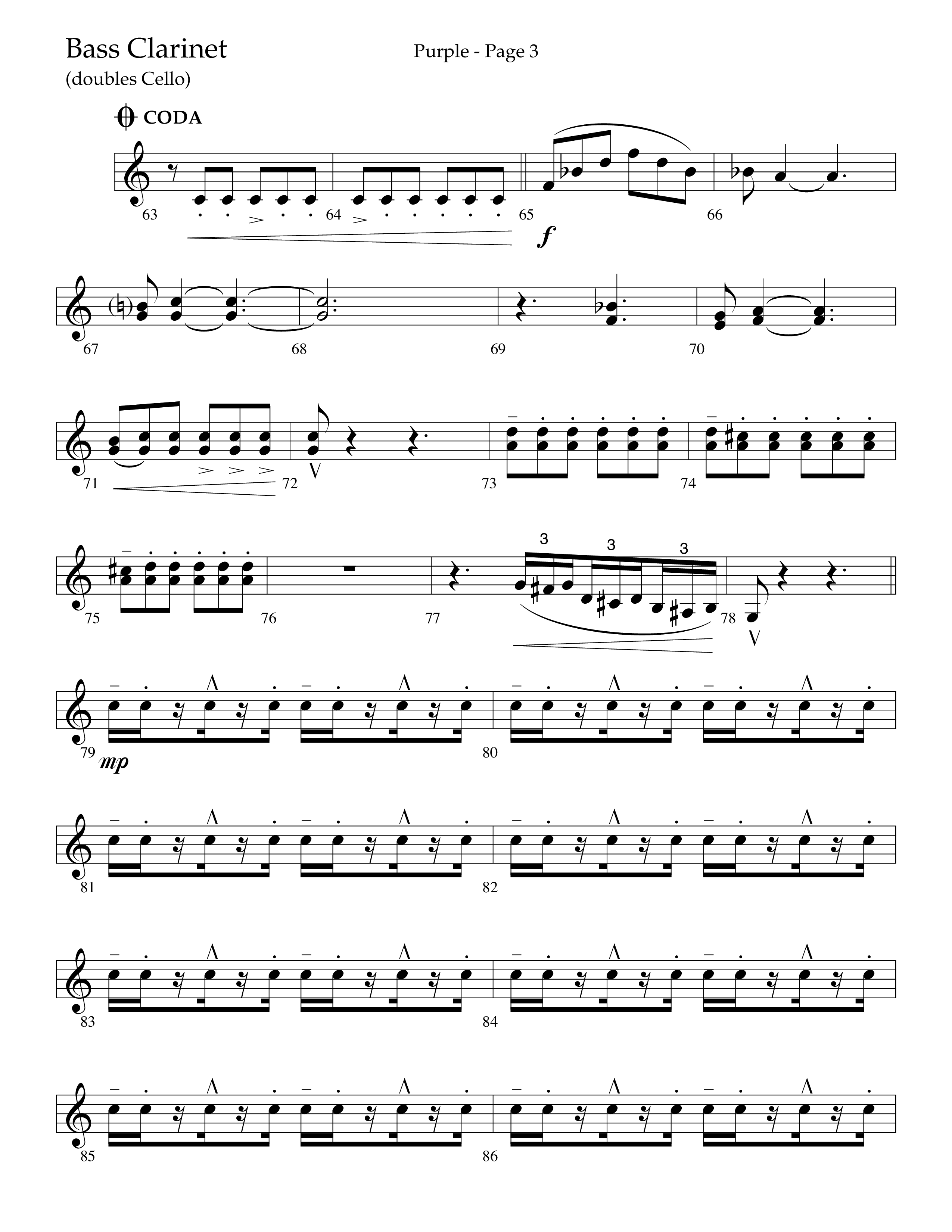 Purple (Choral Anthem SATB) Bass Clarinet (Lifeway Choral / Arr. J. Daniel Smith)