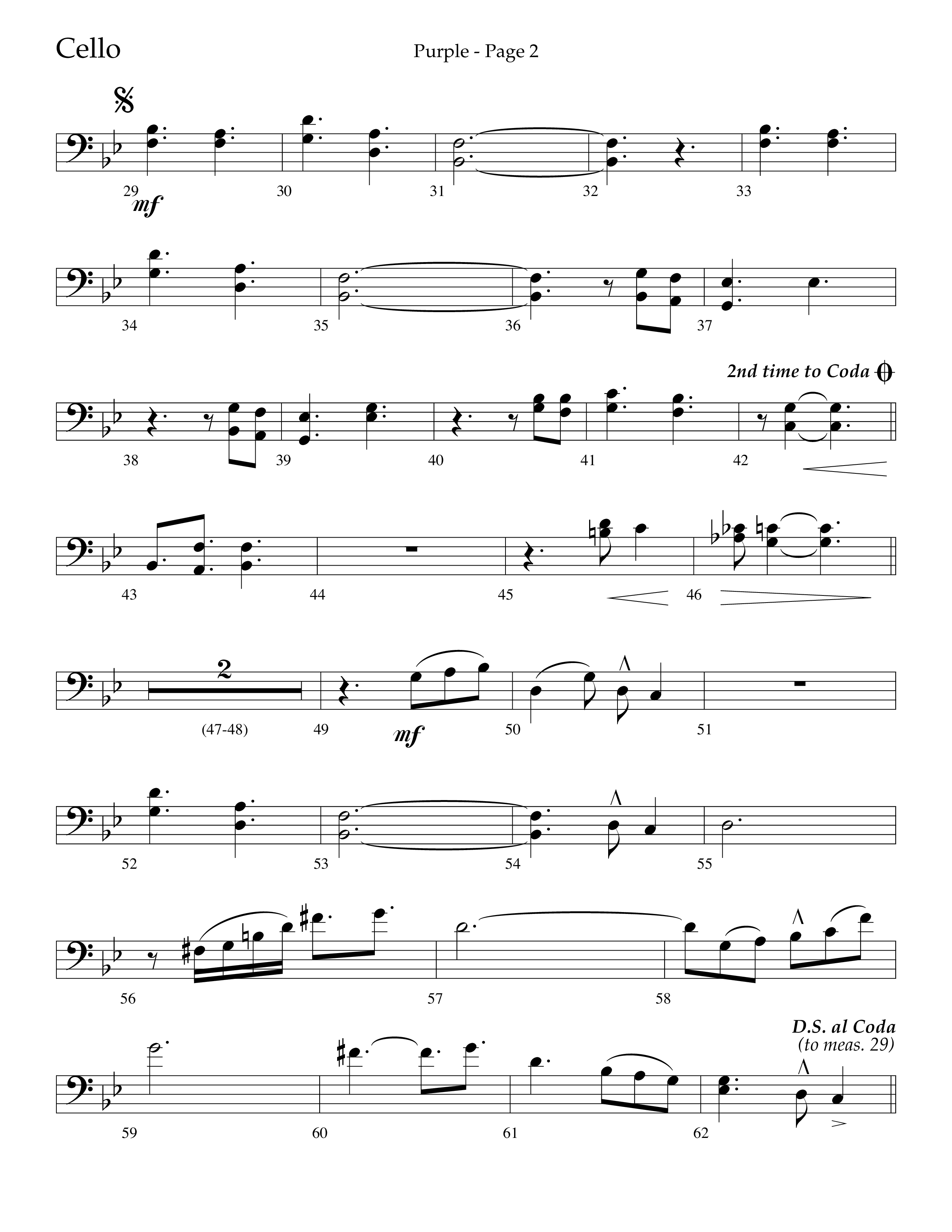 Purple (Choral Anthem SATB) Cello (Lifeway Choral / Arr. J. Daniel Smith)