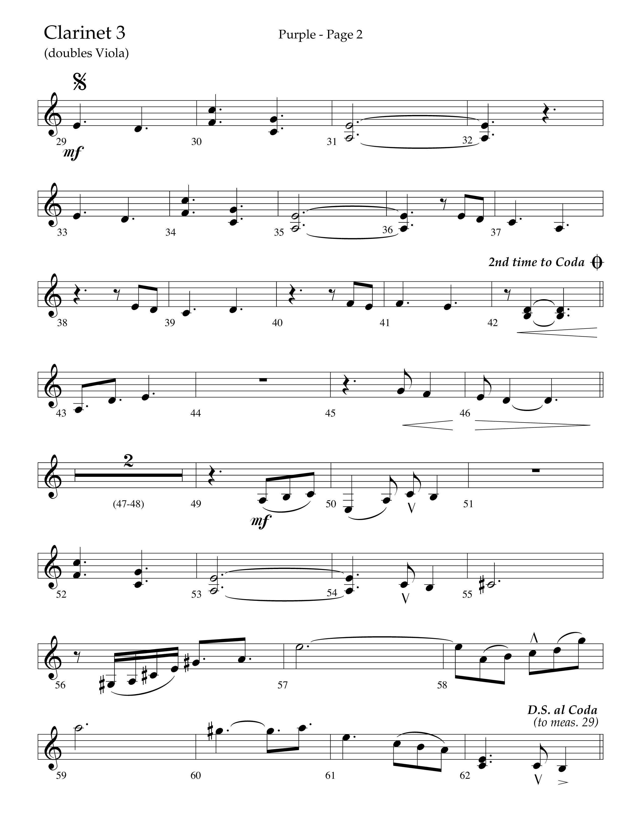 Purple (Choral Anthem SATB) Clarinet 3 (Lifeway Choral / Arr. J. Daniel Smith)