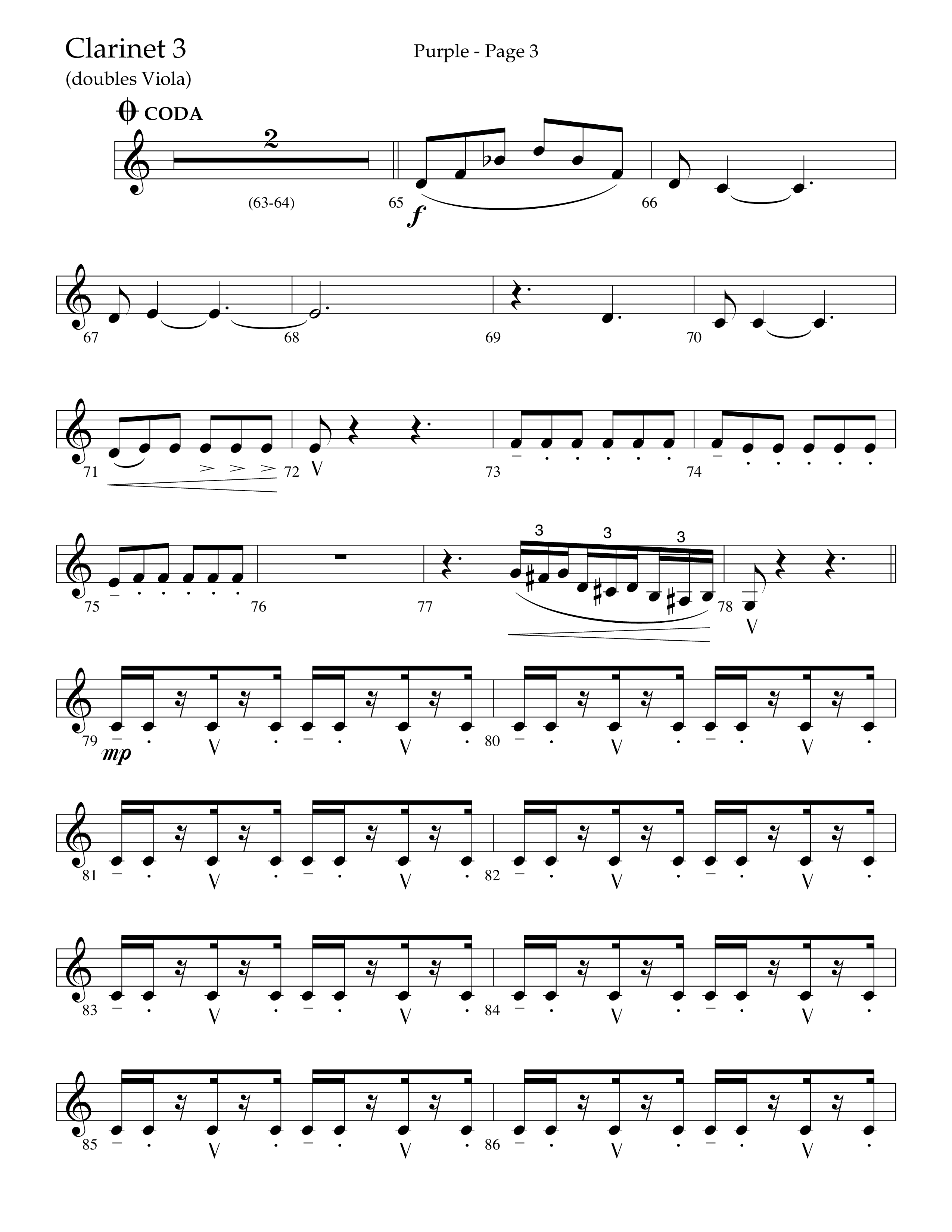 Purple (Choral Anthem SATB) Clarinet 3 (Lifeway Choral / Arr. J. Daniel Smith)