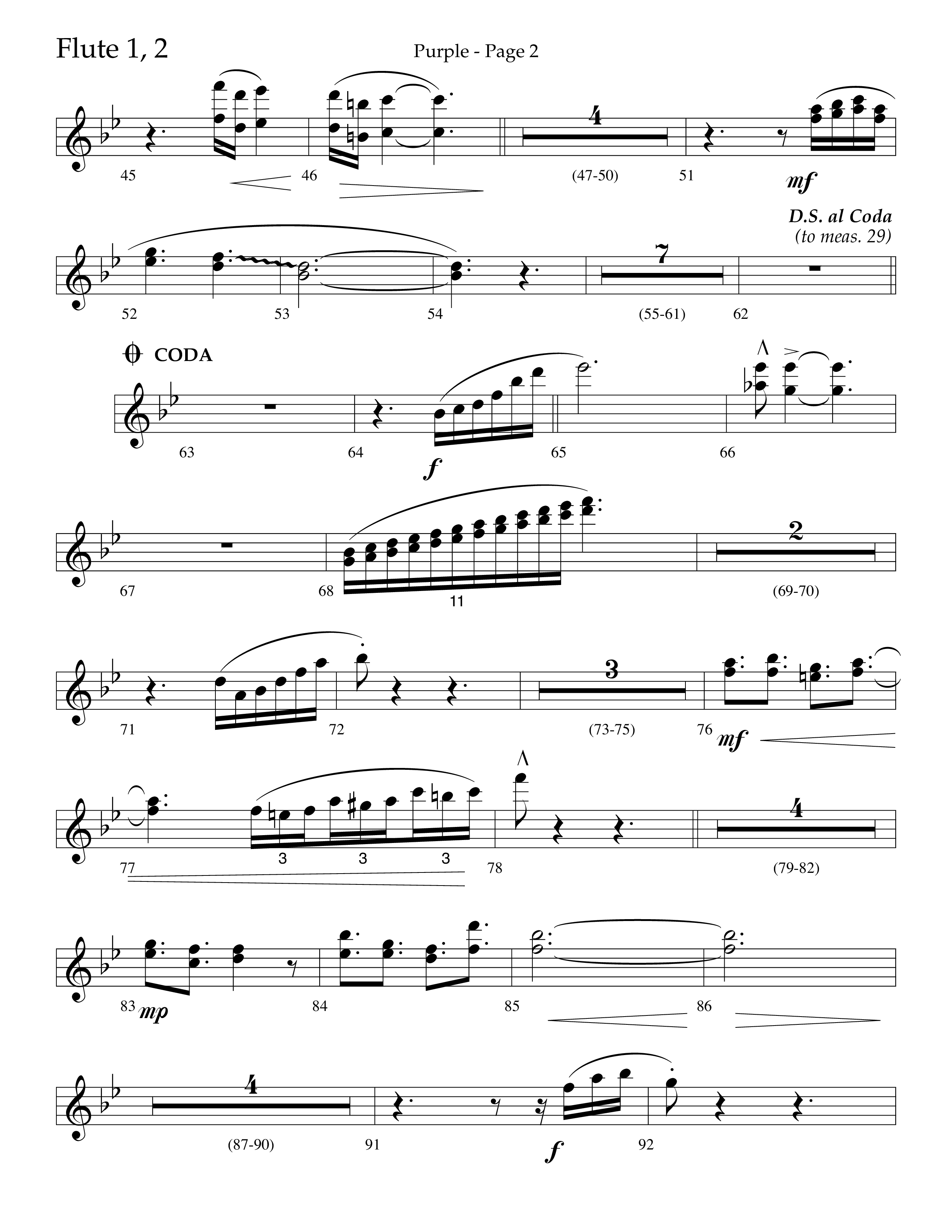 Purple (Choral Anthem SATB) Flute 1/2 (Lifeway Choral / Arr. J. Daniel Smith)