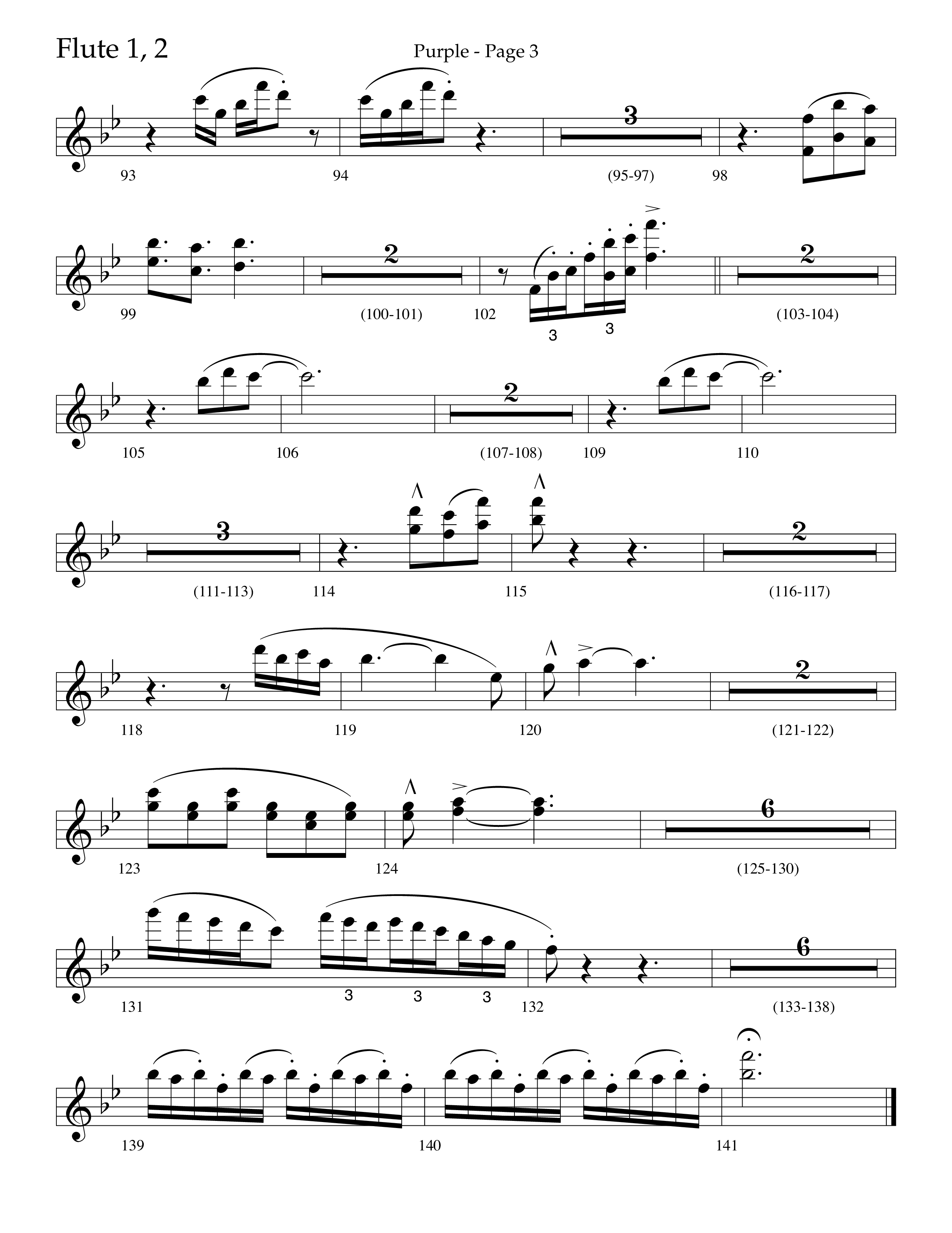 Purple (Choral Anthem SATB) Flute 1/2 (Lifeway Choral / Arr. J. Daniel Smith)