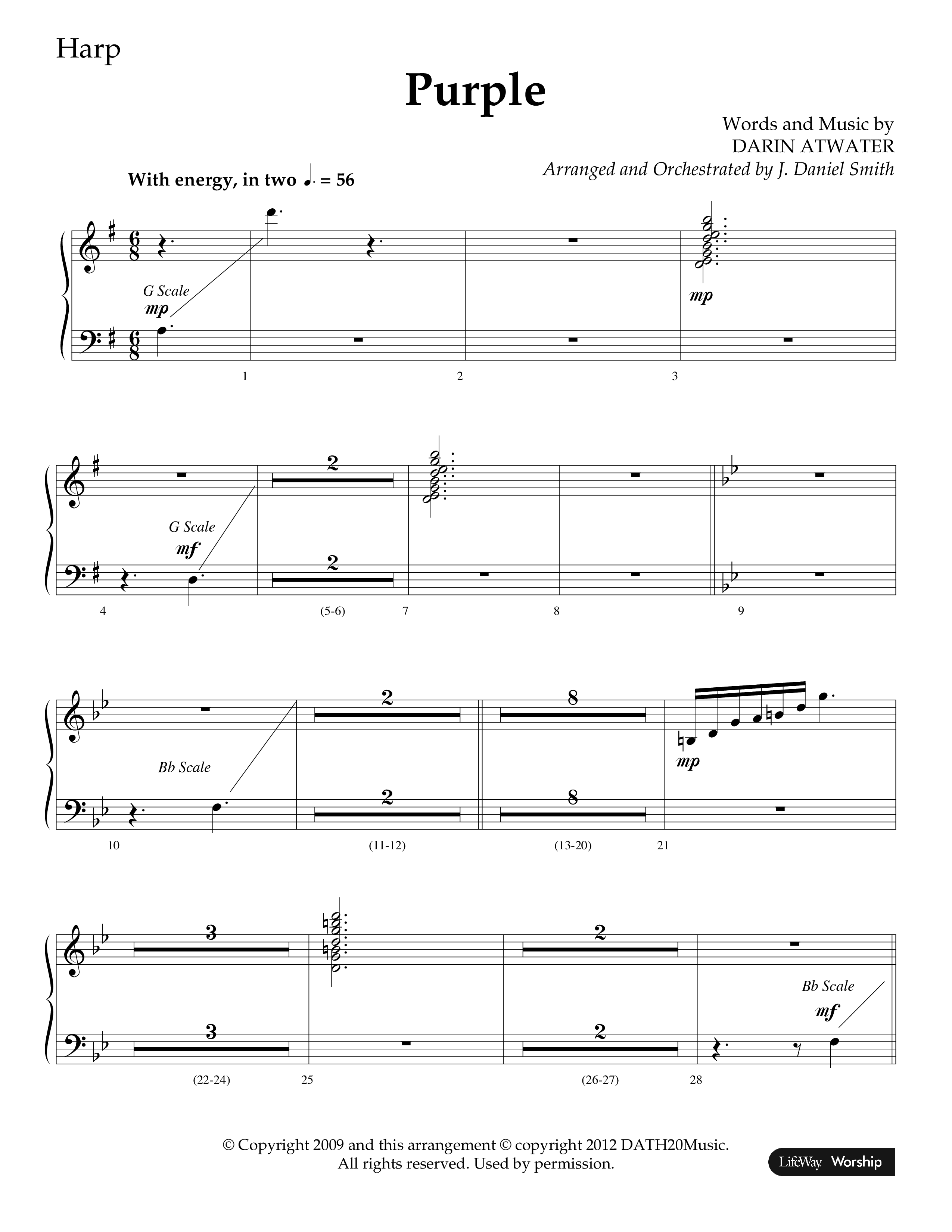 Purple (Choral Anthem SATB) Harp (Lifeway Choral / Arr. J. Daniel Smith)