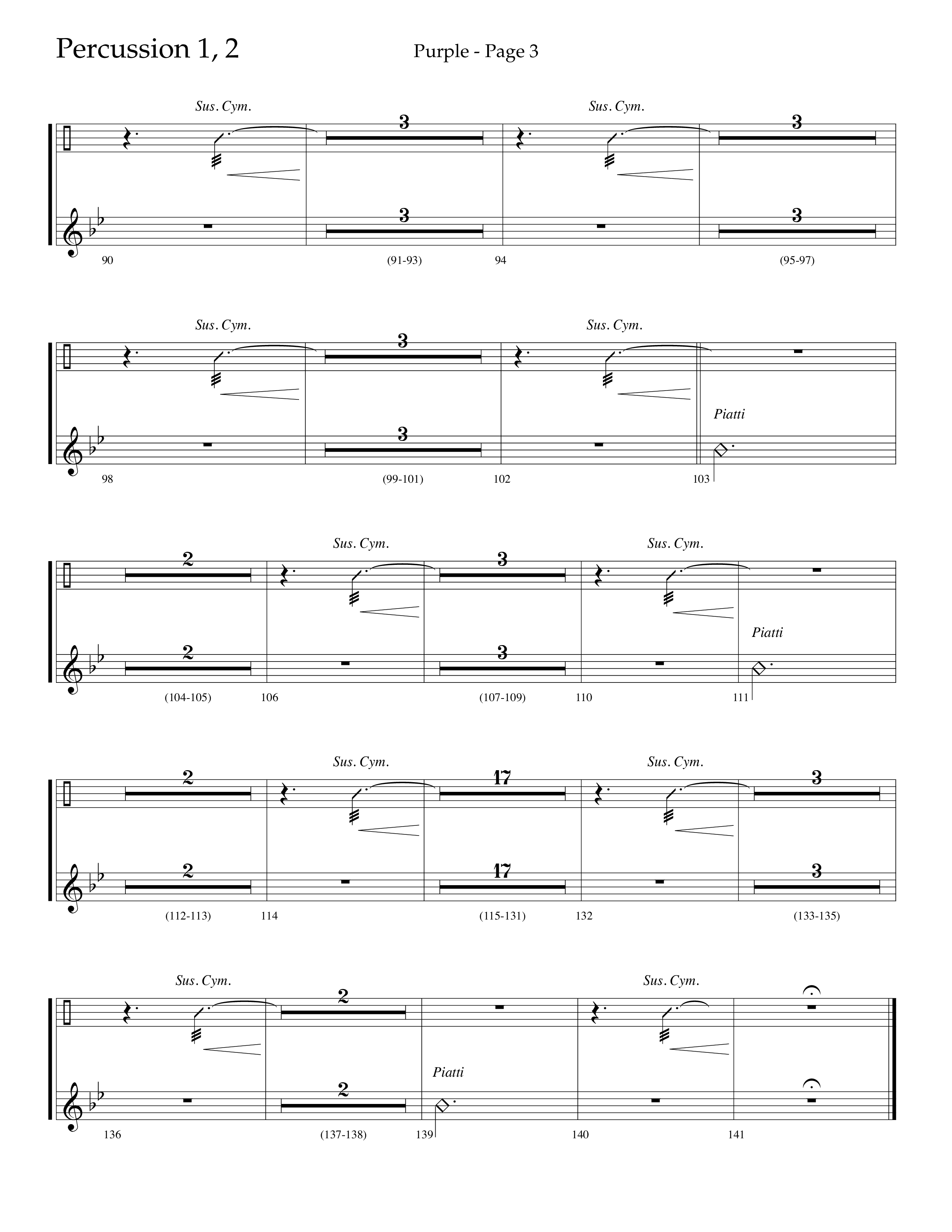 Purple (Choral Anthem SATB) Percussion 1/2 (Lifeway Choral / Arr. J. Daniel Smith)