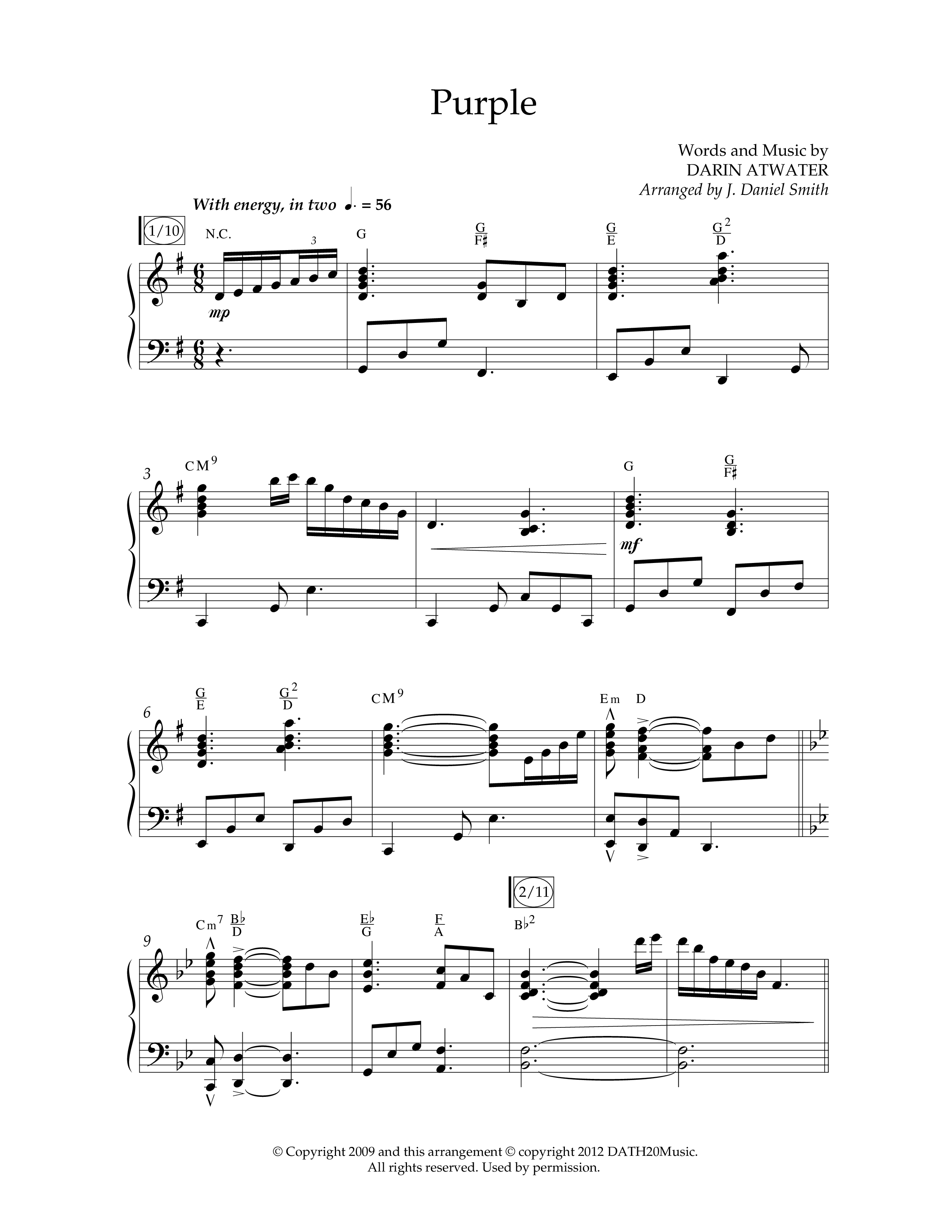 Purple (Choral Anthem SATB) Anthem (SATB/Piano) (Lifeway Choral / Arr. J. Daniel Smith)