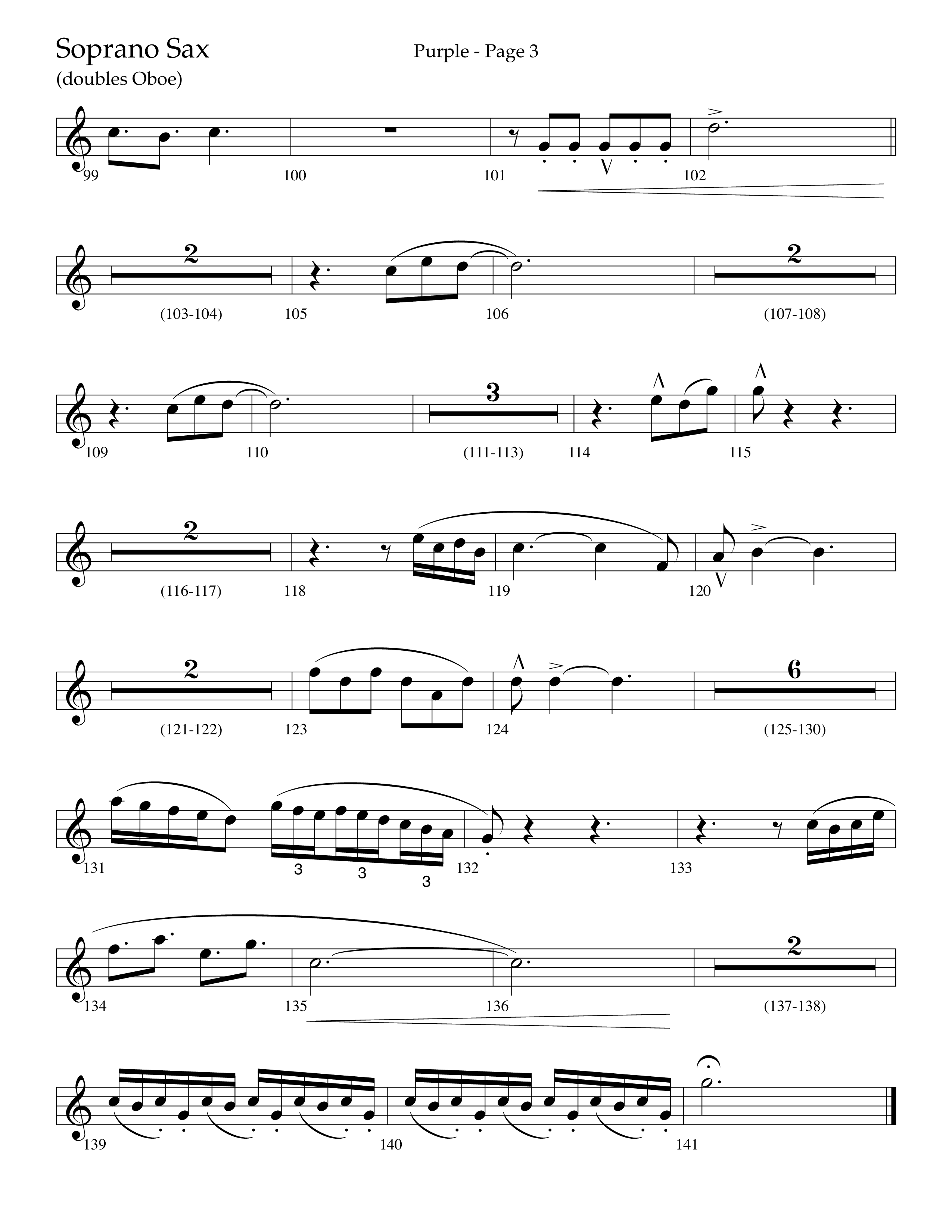 Purple (Choral Anthem SATB) Soprano Sax (Lifeway Choral / Arr. J. Daniel Smith)
