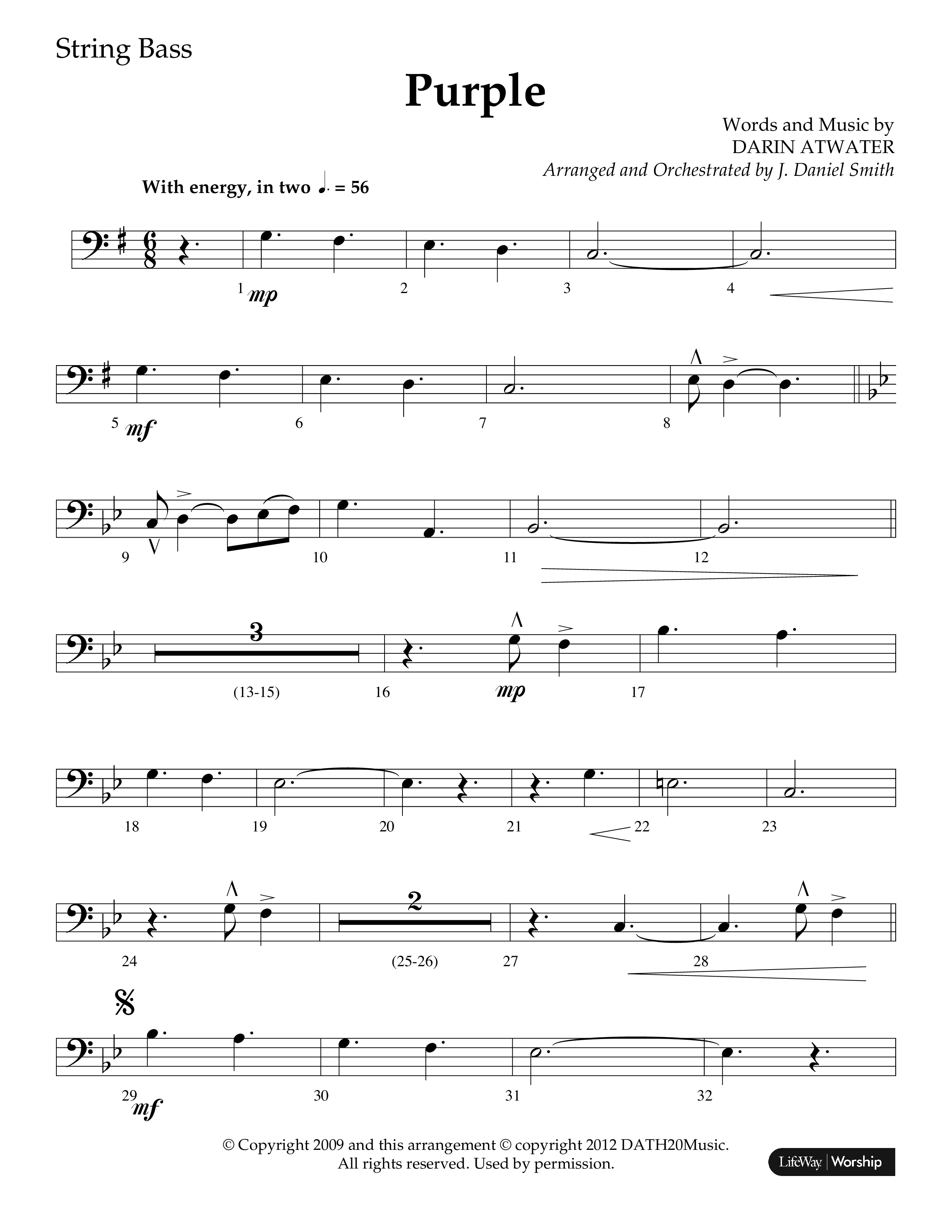 Purple (Choral Anthem SATB) String Bass (Lifeway Choral / Arr. J. Daniel Smith)