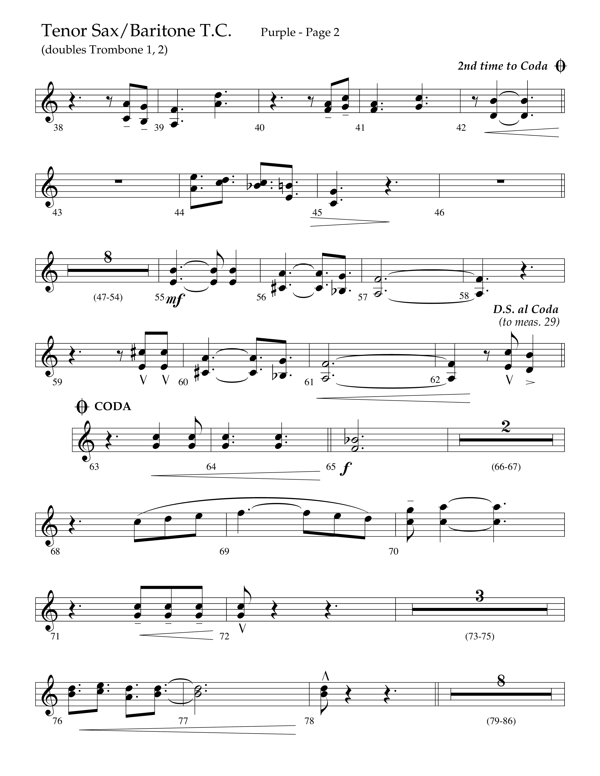 Purple (Choral Anthem SATB) Tenor Sax/Baritone T.C. (Lifeway Choral / Arr. J. Daniel Smith)