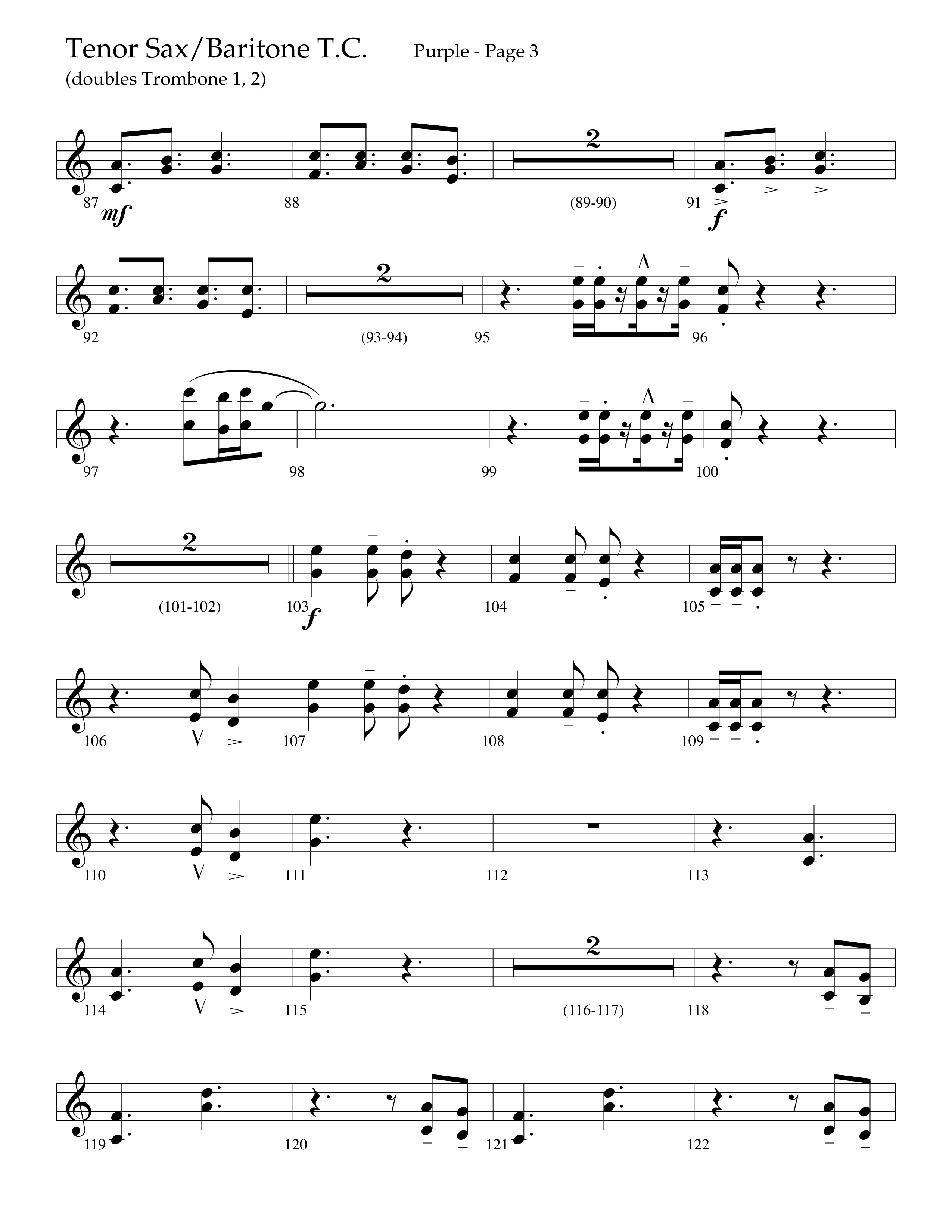 Purple (Choral Anthem SATB) Tenor Sax/Baritone T.C. (Lifeway Choral / Arr. J. Daniel Smith)