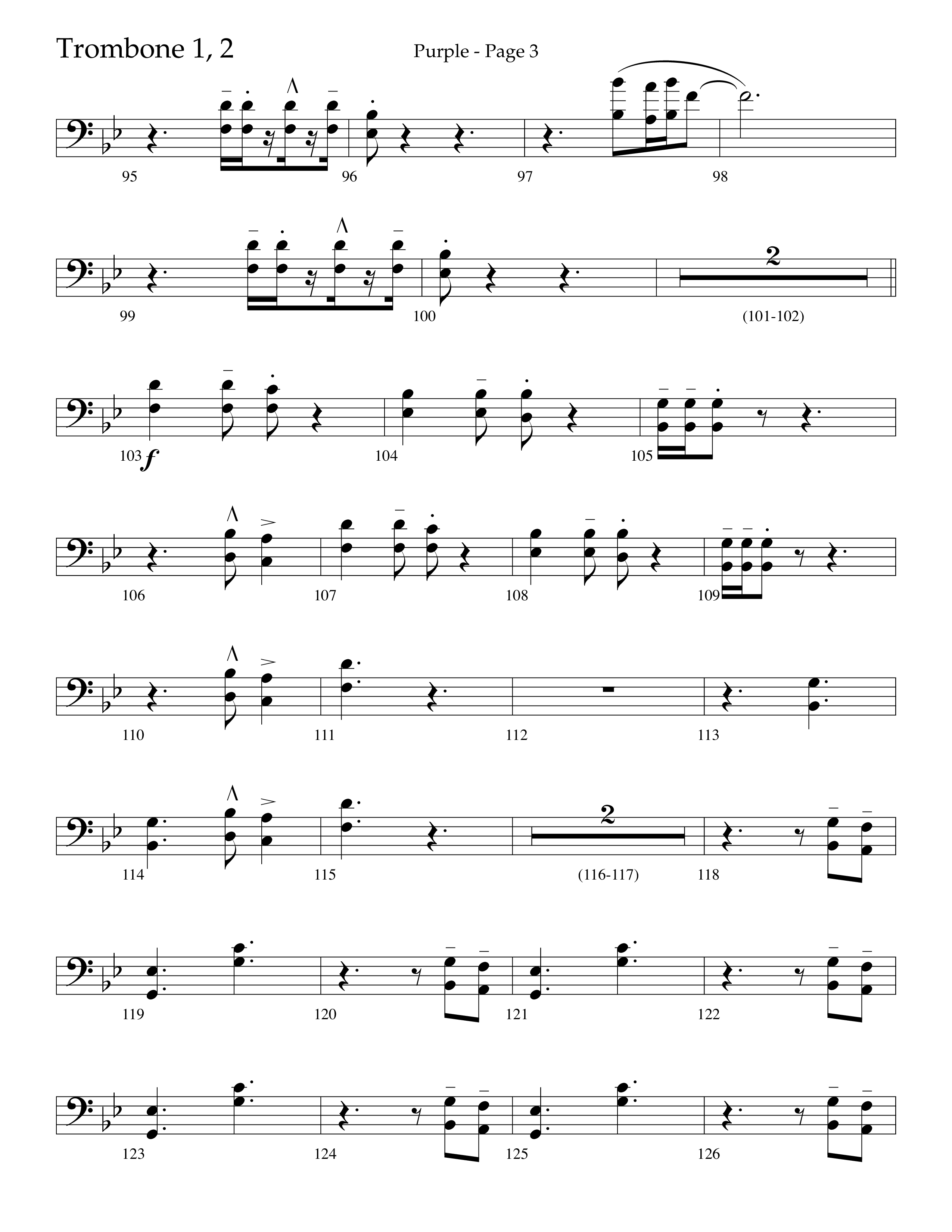 Purple (Choral Anthem SATB) Trombone 1/2 (Lifeway Choral / Arr. J. Daniel Smith)