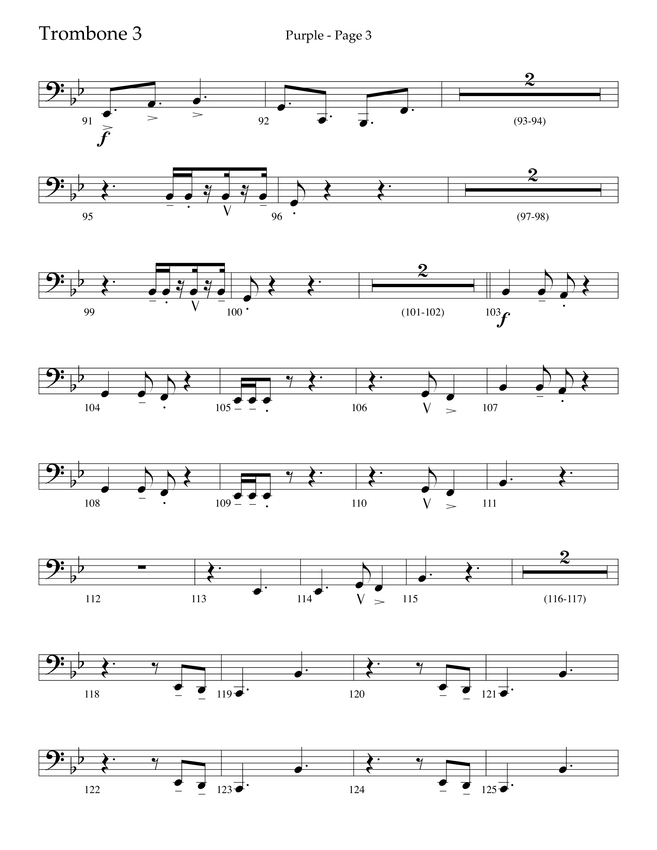 Purple (Choral Anthem SATB) Trombone 3 (Lifeway Choral / Arr. J. Daniel Smith)