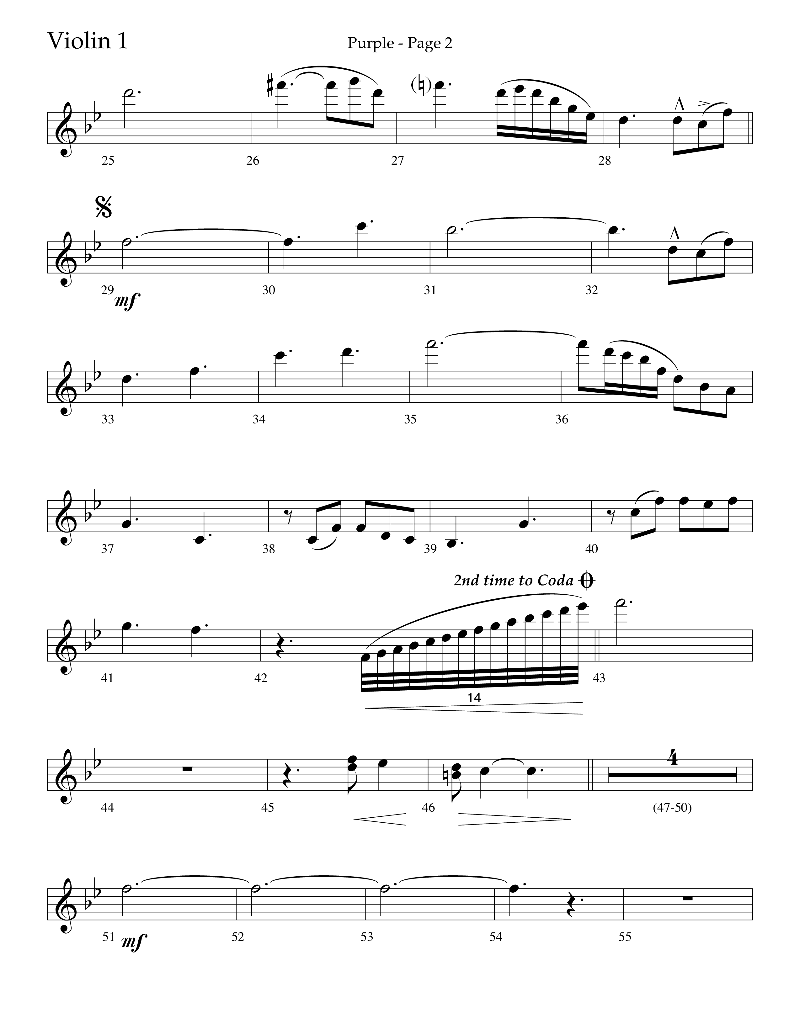 Purple (Choral Anthem SATB) Violin 1 (Lifeway Choral / Arr. J. Daniel Smith)