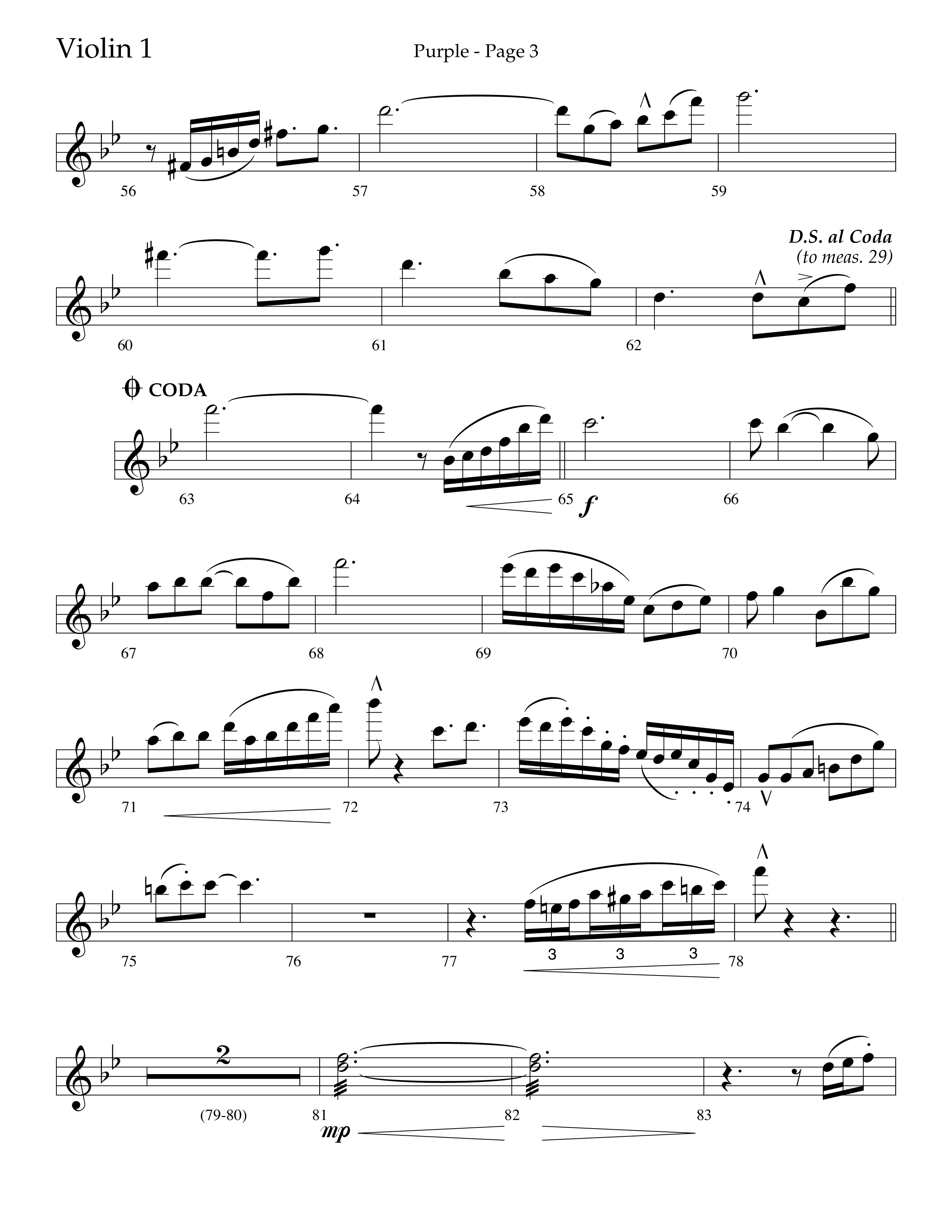 Purple (Choral Anthem SATB) Violin 1 (Lifeway Choral / Arr. J. Daniel Smith)