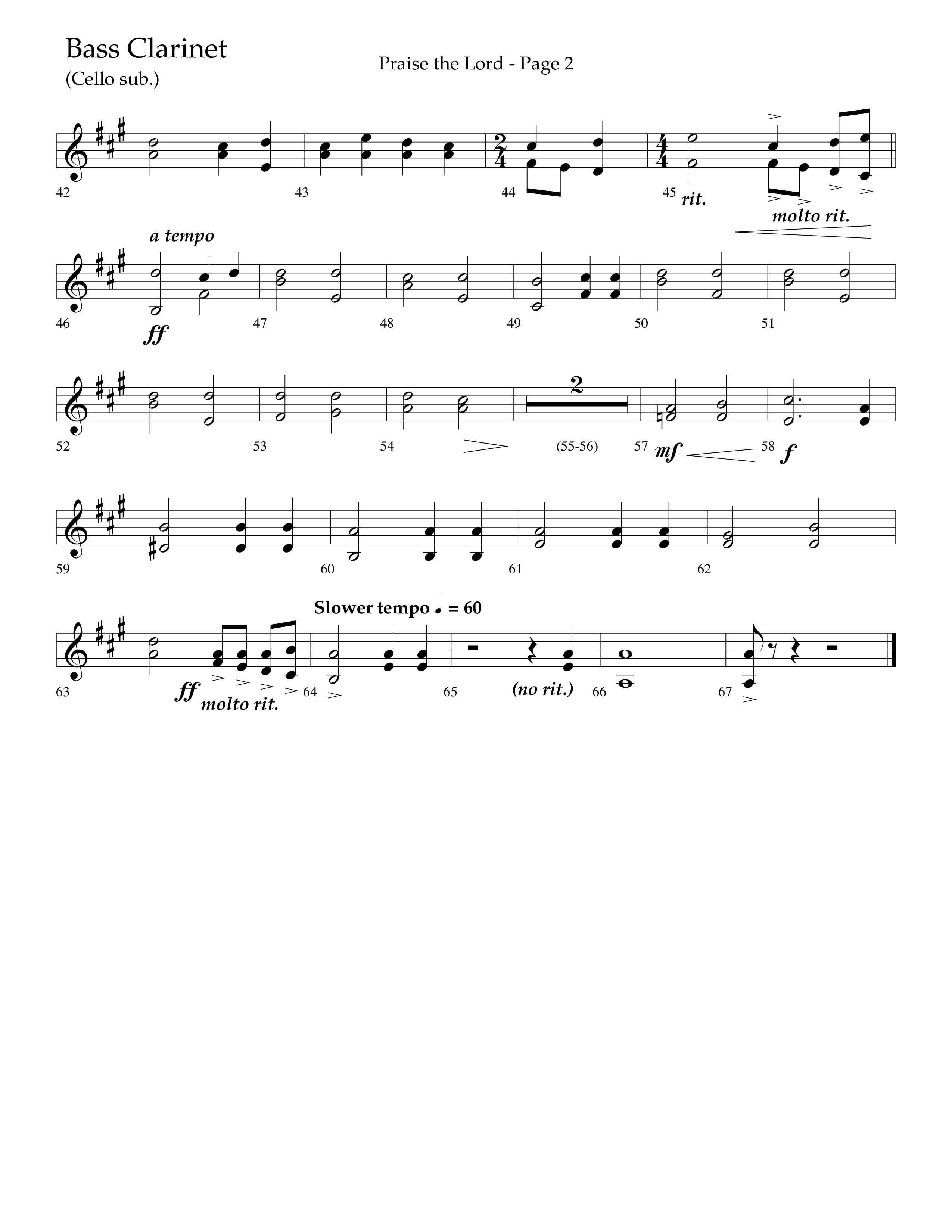 Praise The Lord (Choral Anthem SATB) Bass Clarinet (Lifeway Choral / Arr. Marty Hamby)