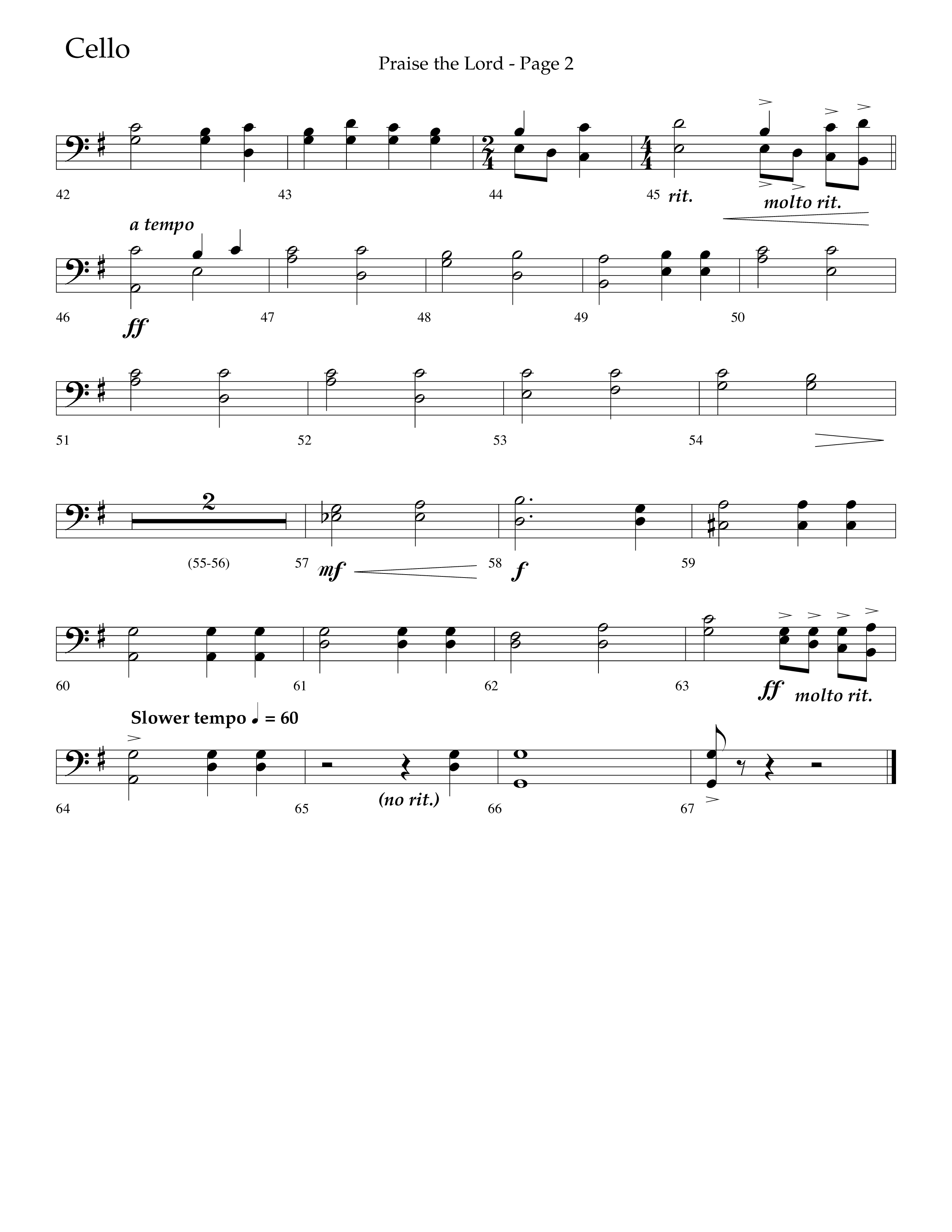 Praise The Lord (Choral Anthem SATB) Cello (Lifeway Choral / Arr. Marty Hamby)