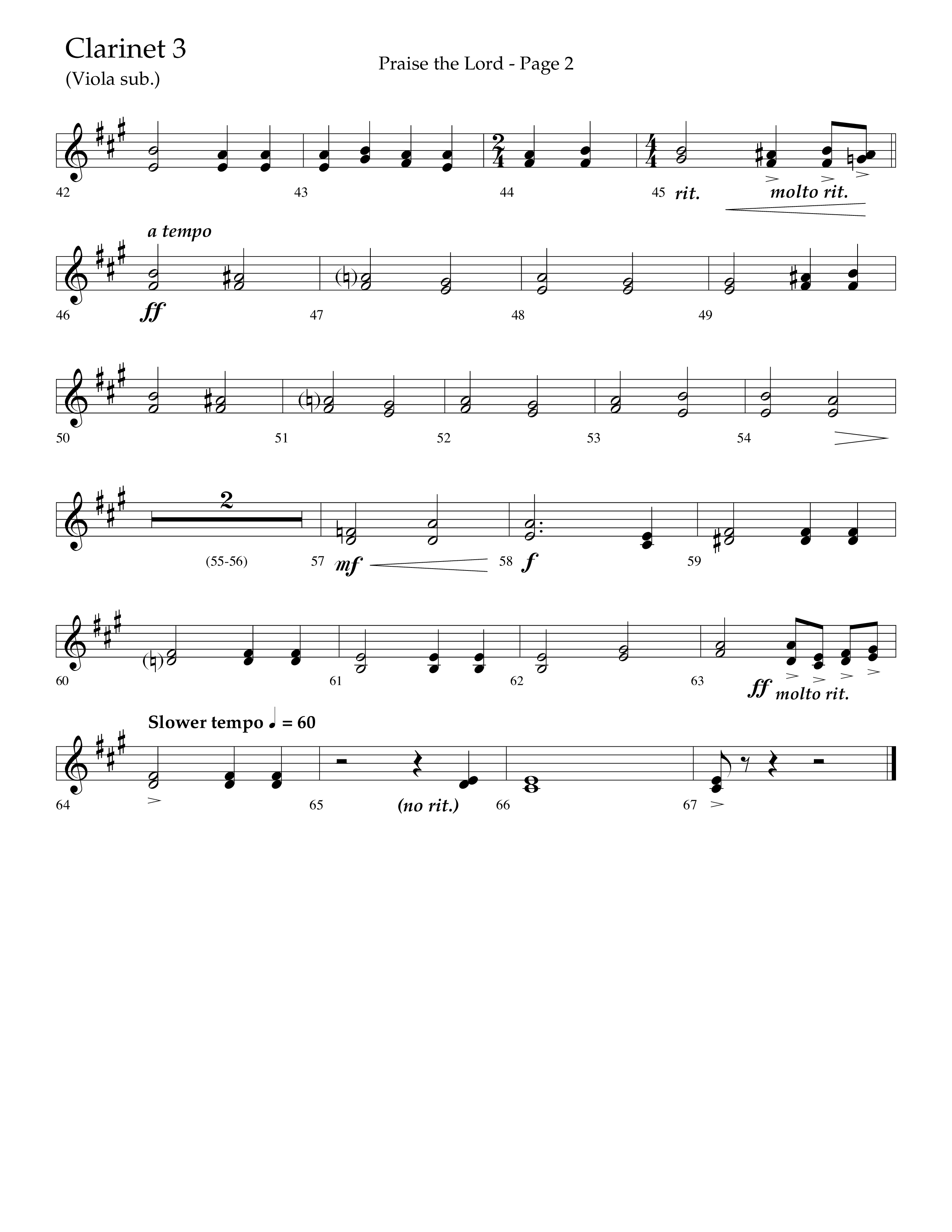 Praise The Lord (Choral Anthem SATB) Clarinet 3 (Lifeway Choral / Arr. Marty Hamby)