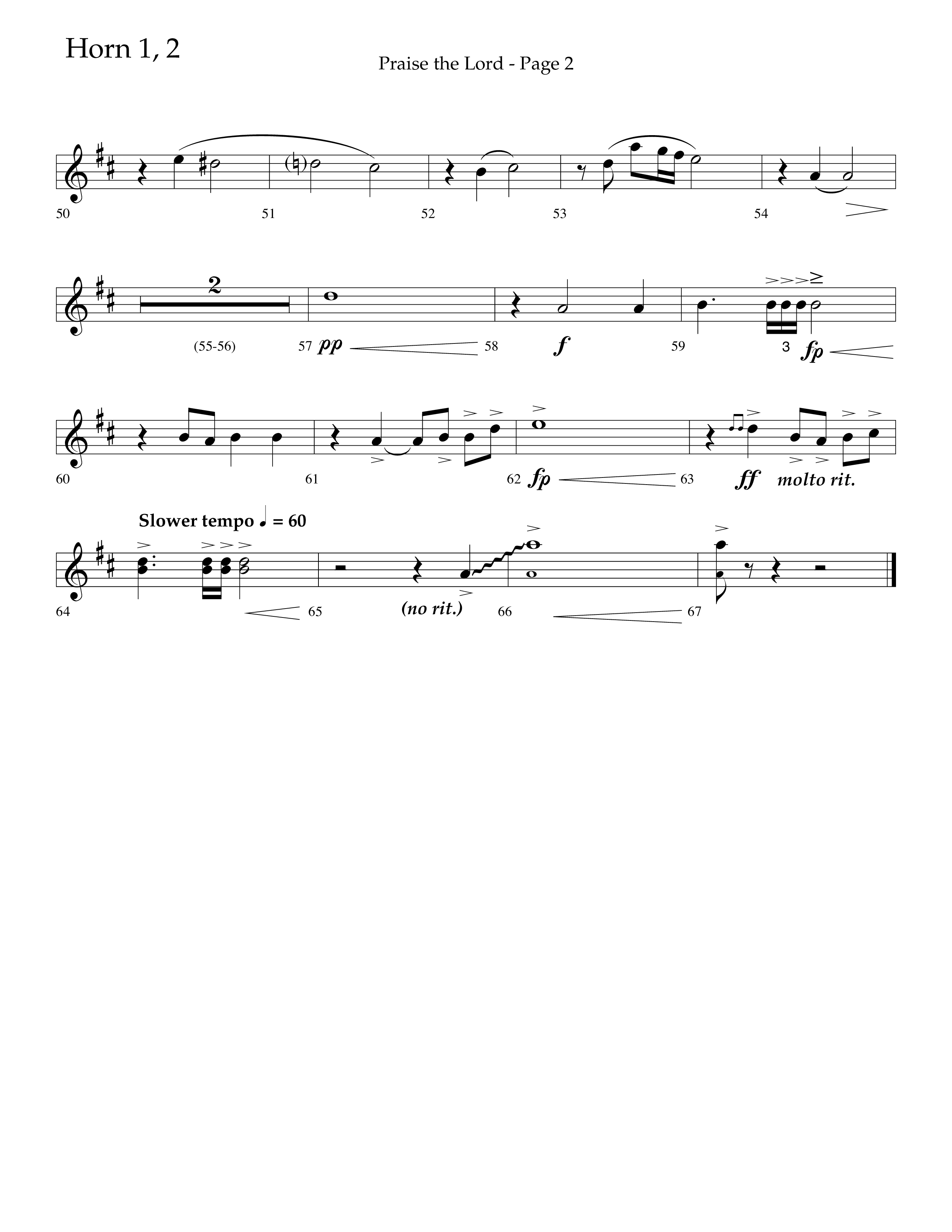Praise The Lord (Choral Anthem SATB) French Horn 1/2 (Lifeway Choral / Arr. Marty Hamby)