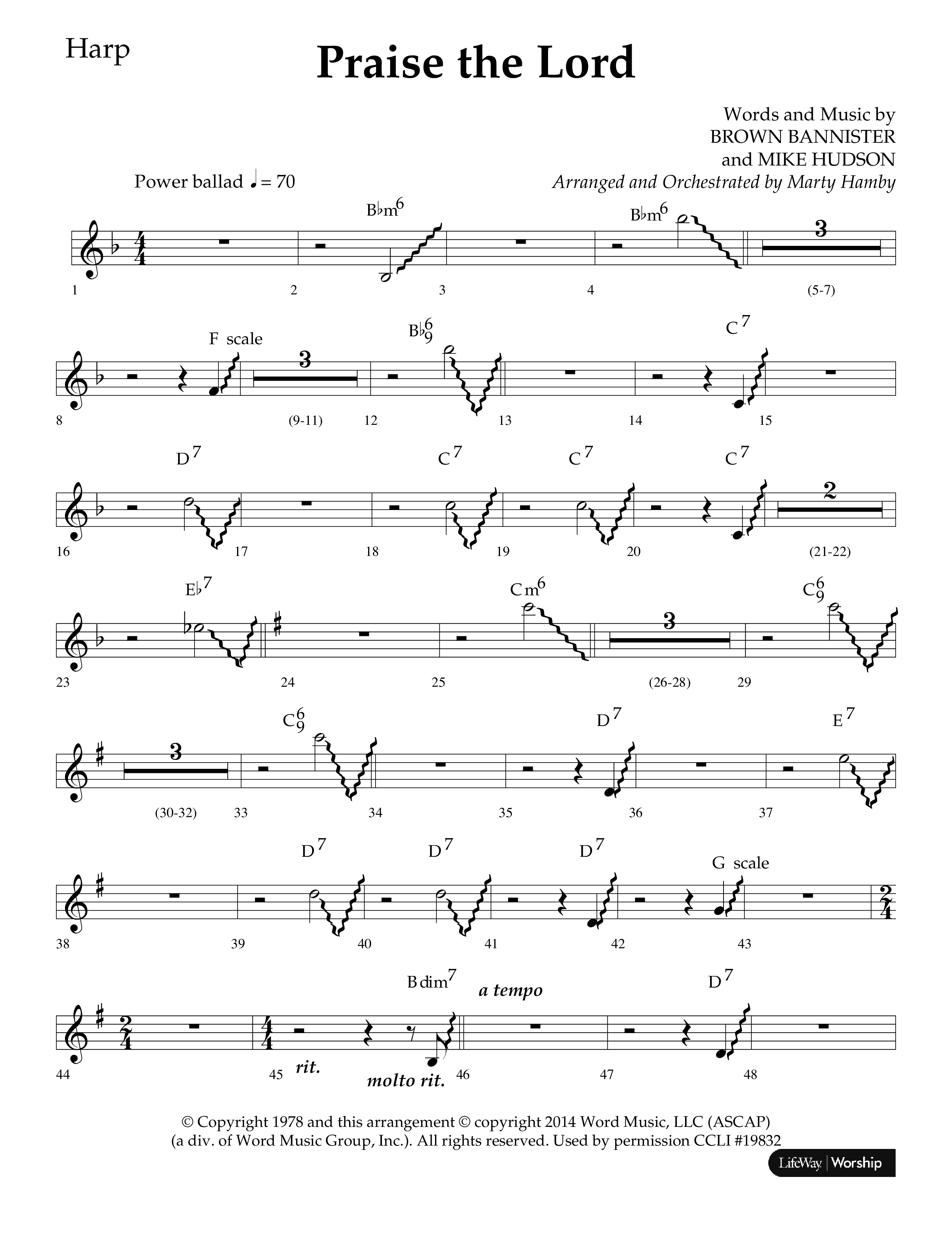 Praise The Lord (Choral Anthem SATB) Harp (Lifeway Choral / Arr. Marty Hamby)