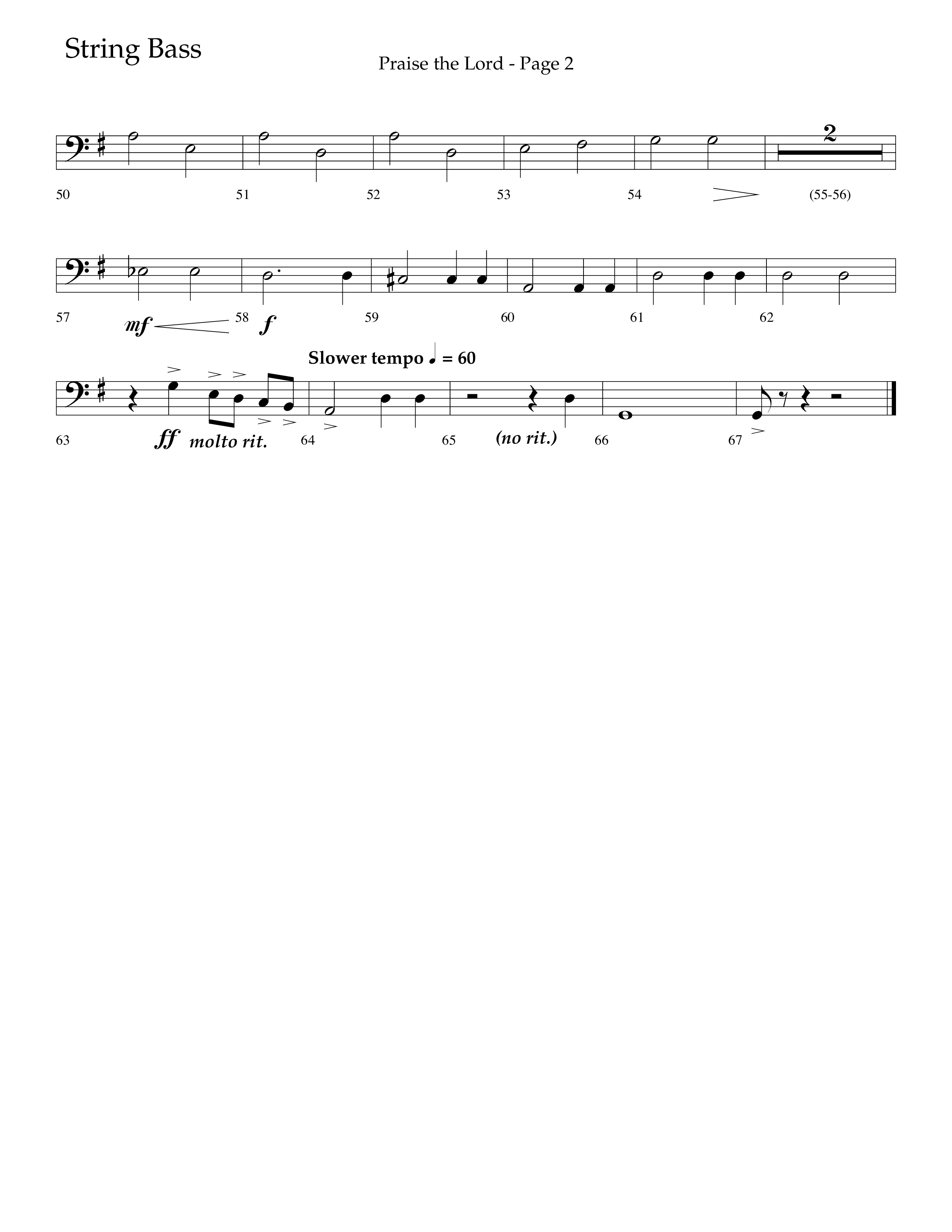 Praise The Lord (Choral Anthem SATB) String Bass (Lifeway Choral / Arr. Marty Hamby)