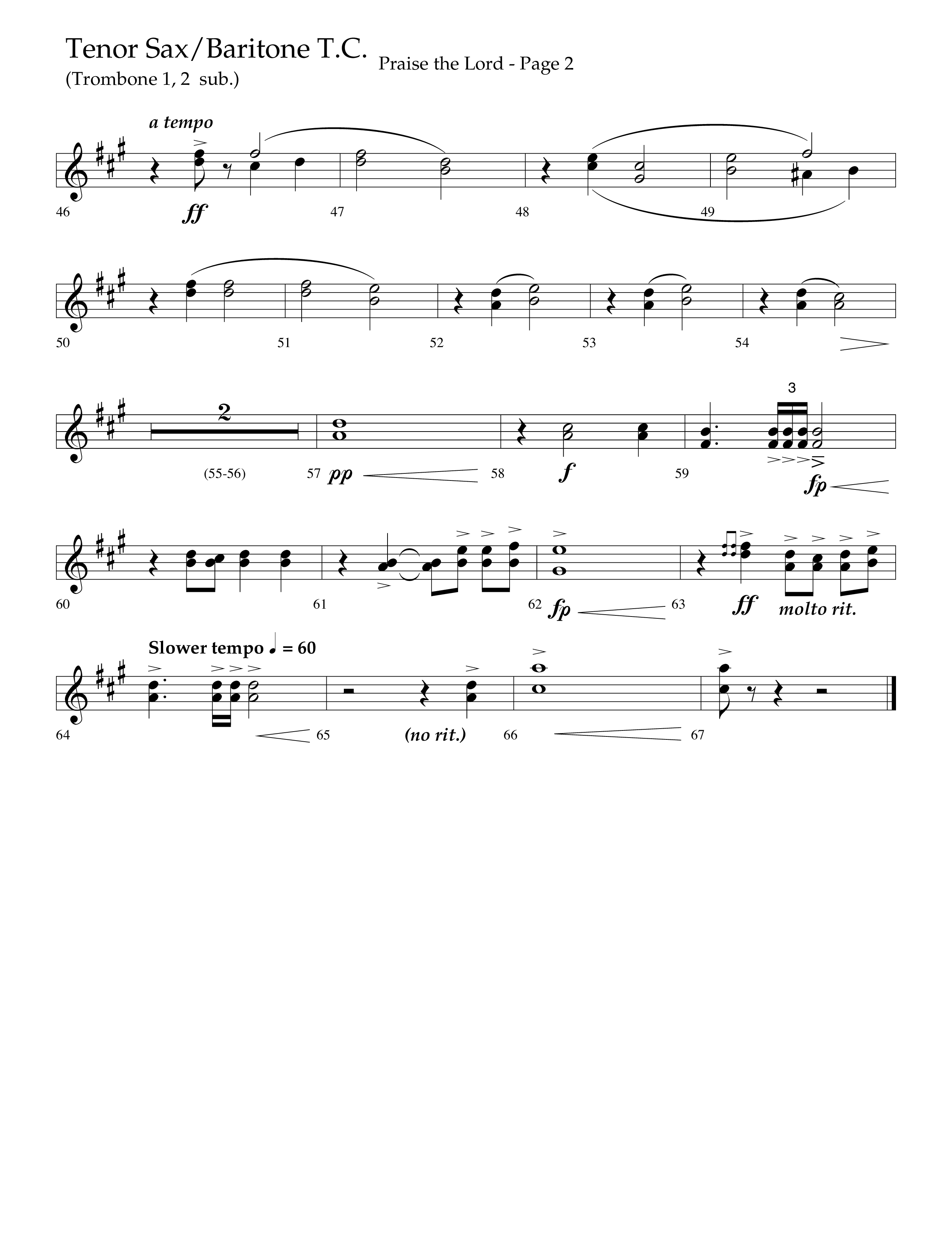 Praise The Lord (Choral Anthem SATB) Tenor Sax/Baritone T.C. (Lifeway Choral / Arr. Marty Hamby)