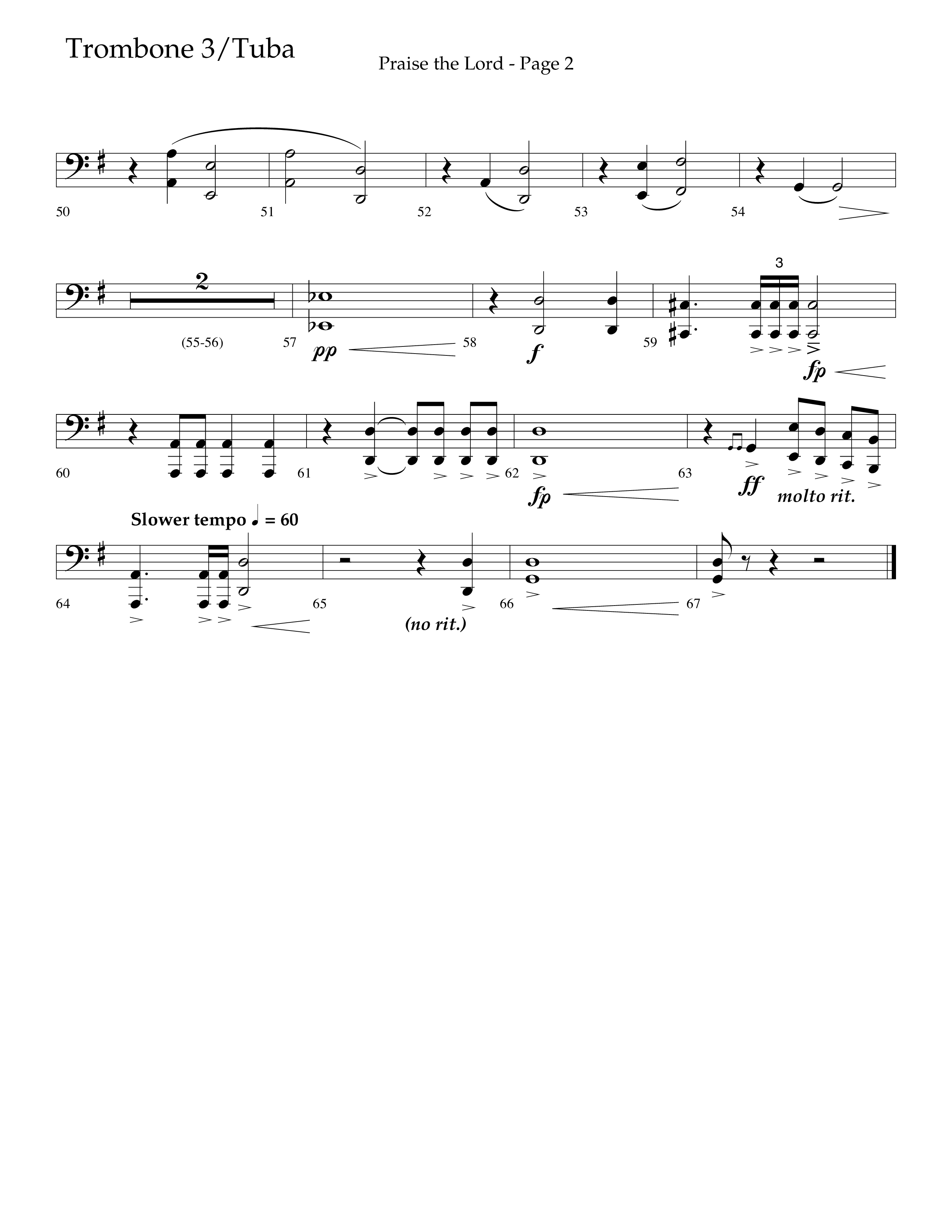 Praise The Lord (Choral Anthem SATB) Trombone 3/Tuba (Lifeway Choral / Arr. Marty Hamby)