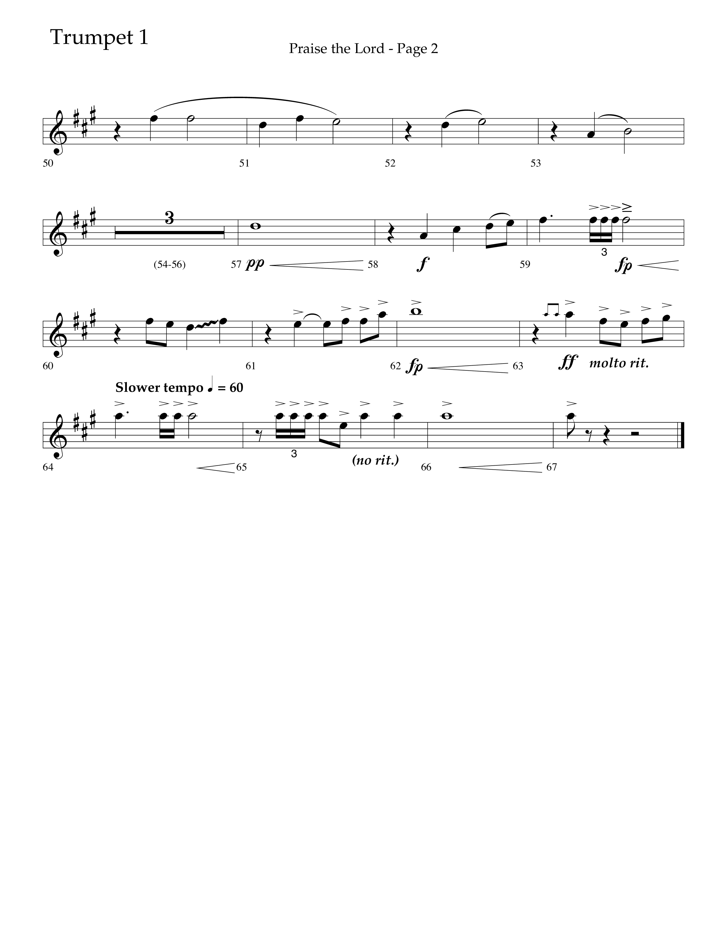 Praise The Lord (Choral Anthem SATB) Trumpet 1 (Lifeway Choral / Arr. Marty Hamby)