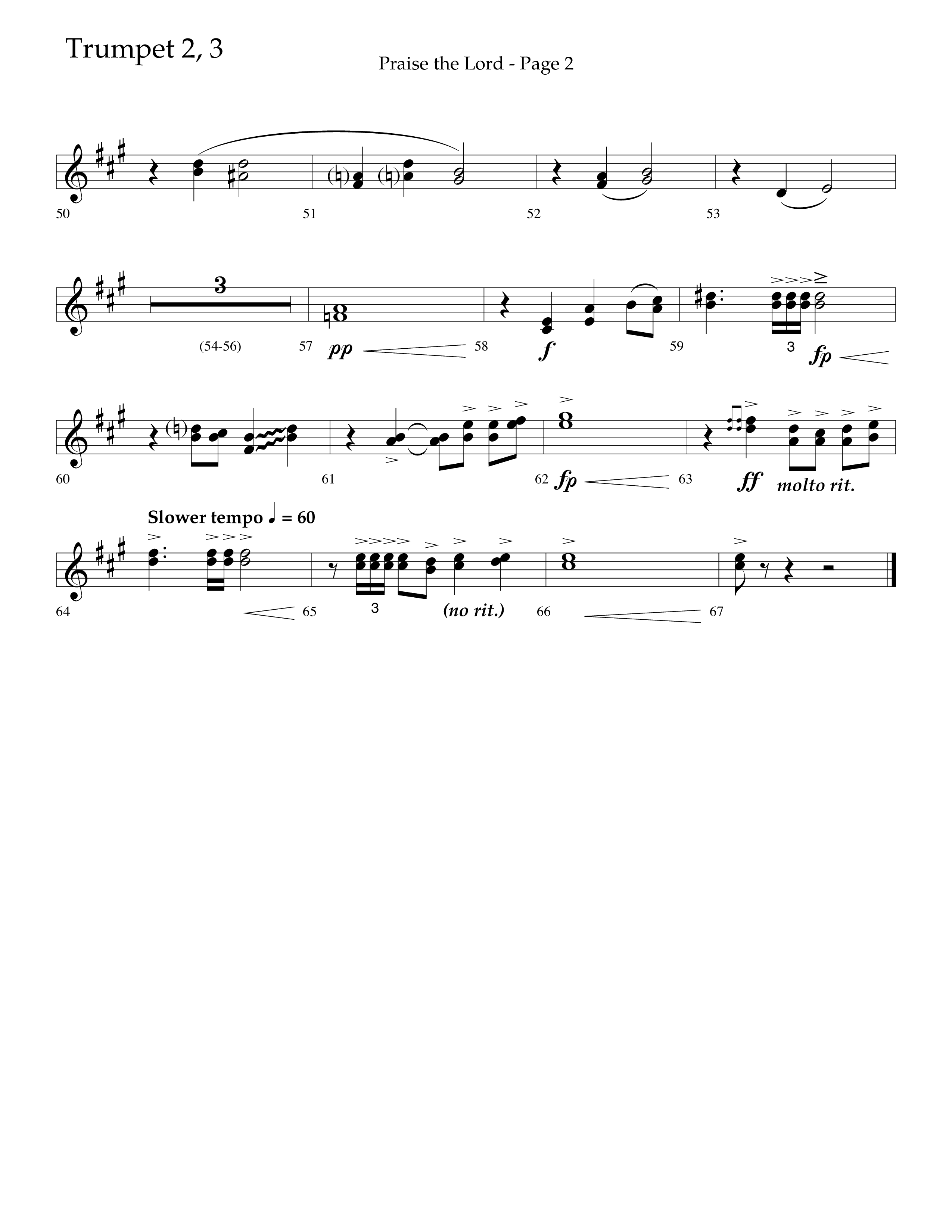 Praise The Lord (Choral Anthem SATB) Trumpet 2/3 (Lifeway Choral / Arr. Marty Hamby)