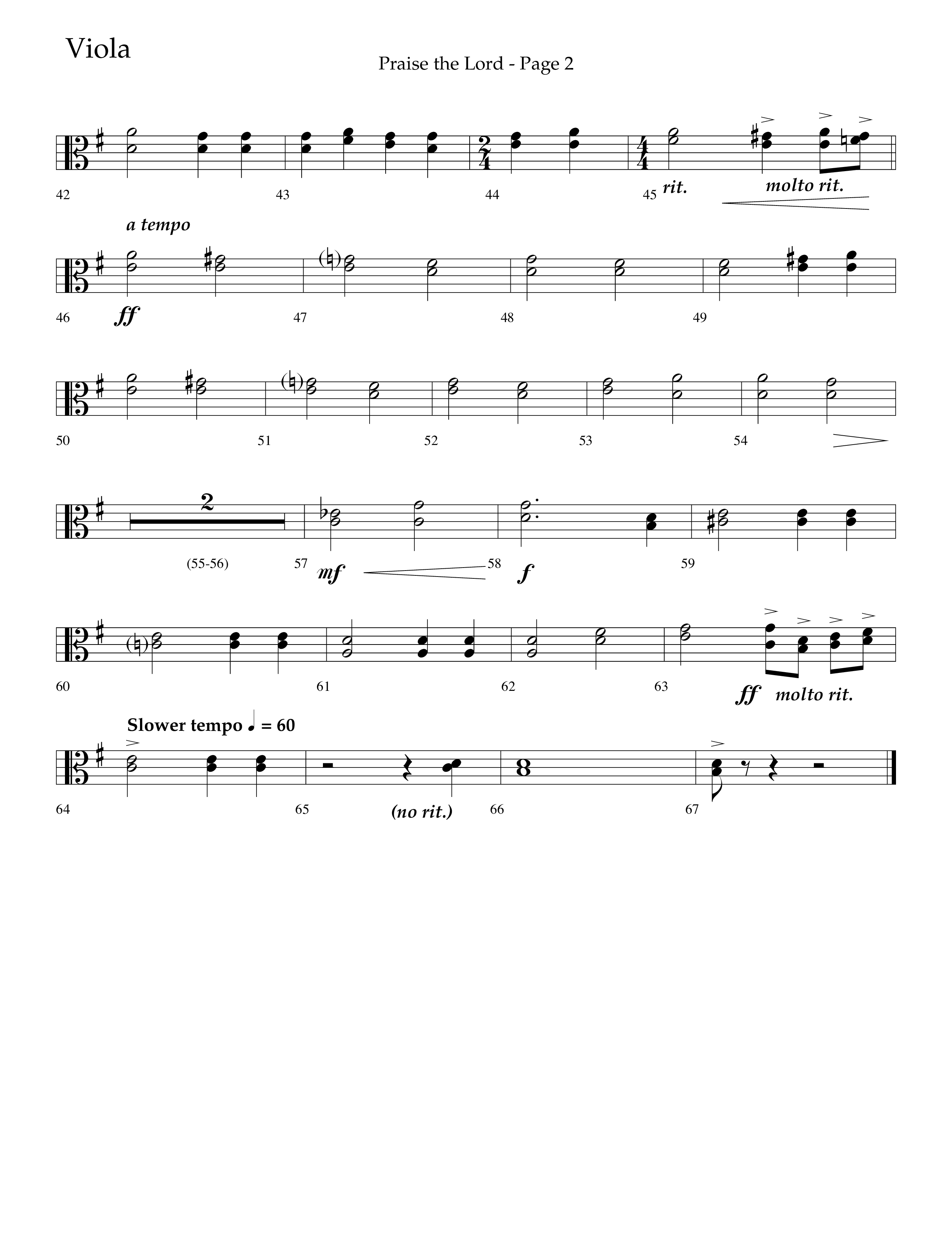 Praise The Lord (Choral Anthem SATB) Viola (Lifeway Choral / Arr. Marty Hamby)