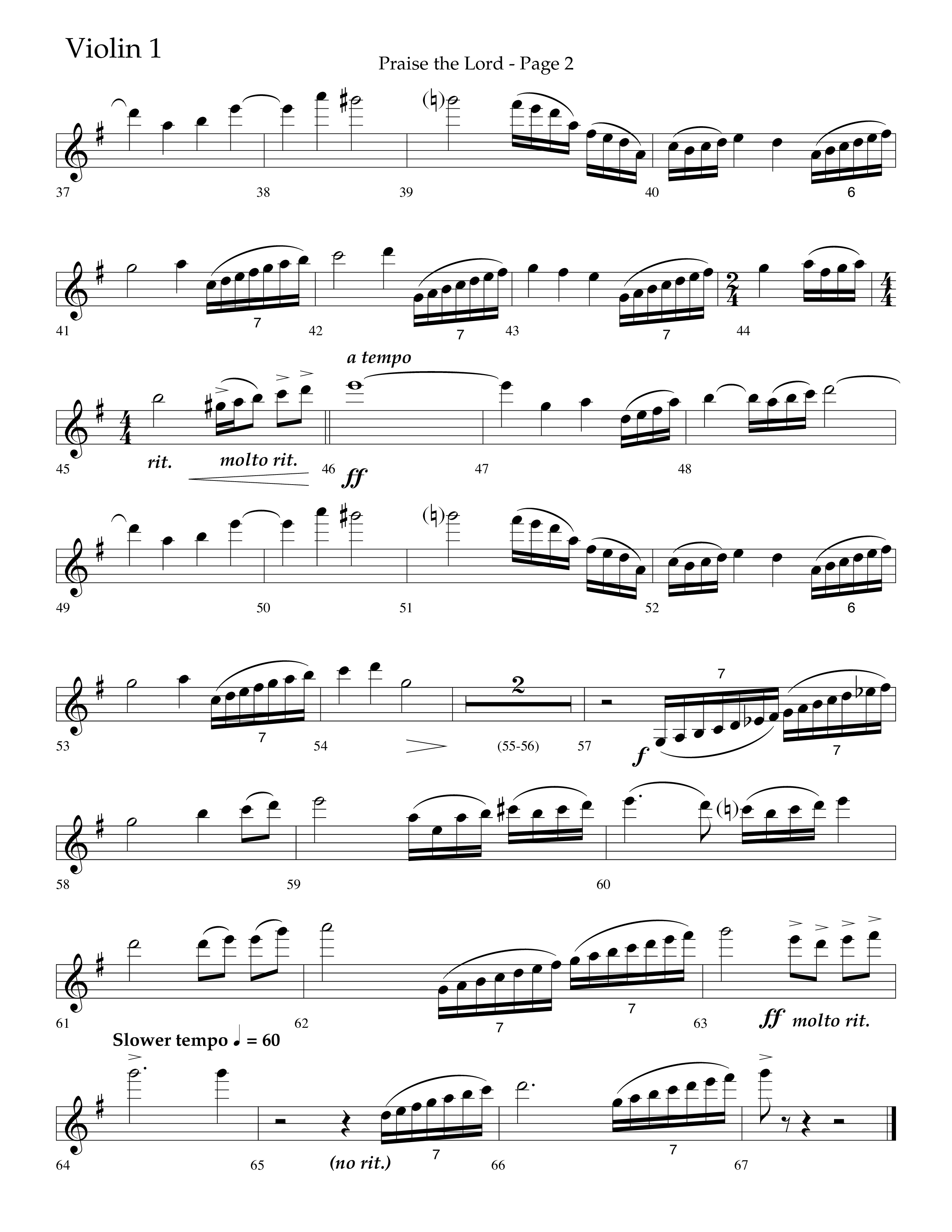 Praise The Lord (Choral Anthem SATB) Violin 1 (Lifeway Choral / Arr. Marty Hamby)