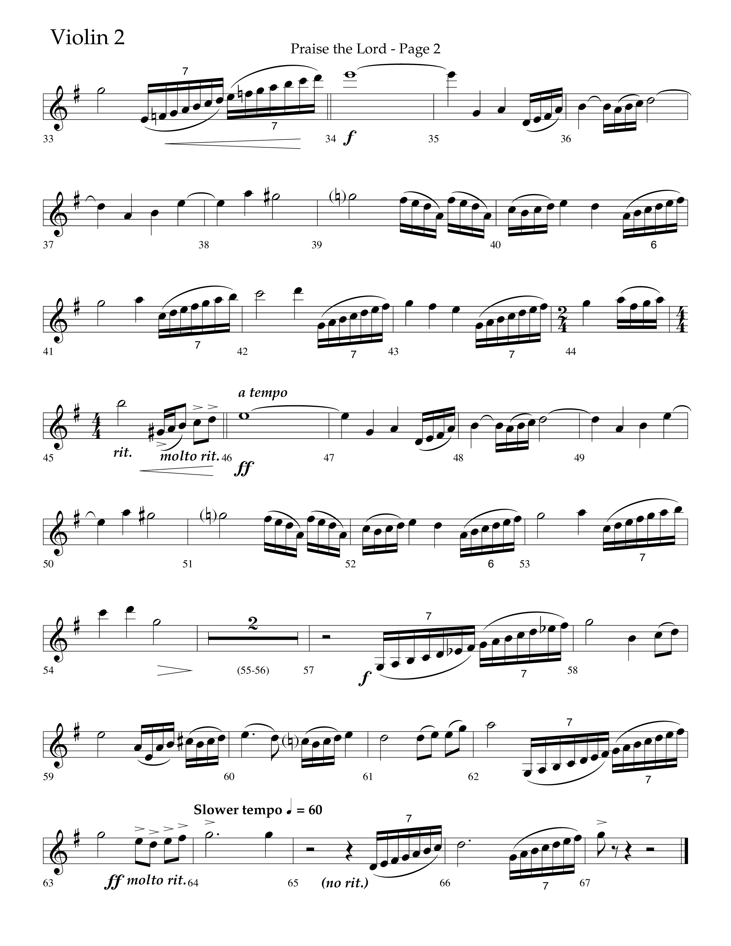 Praise The Lord (Choral Anthem SATB) Violin 2 (Lifeway Choral / Arr. Marty Hamby)