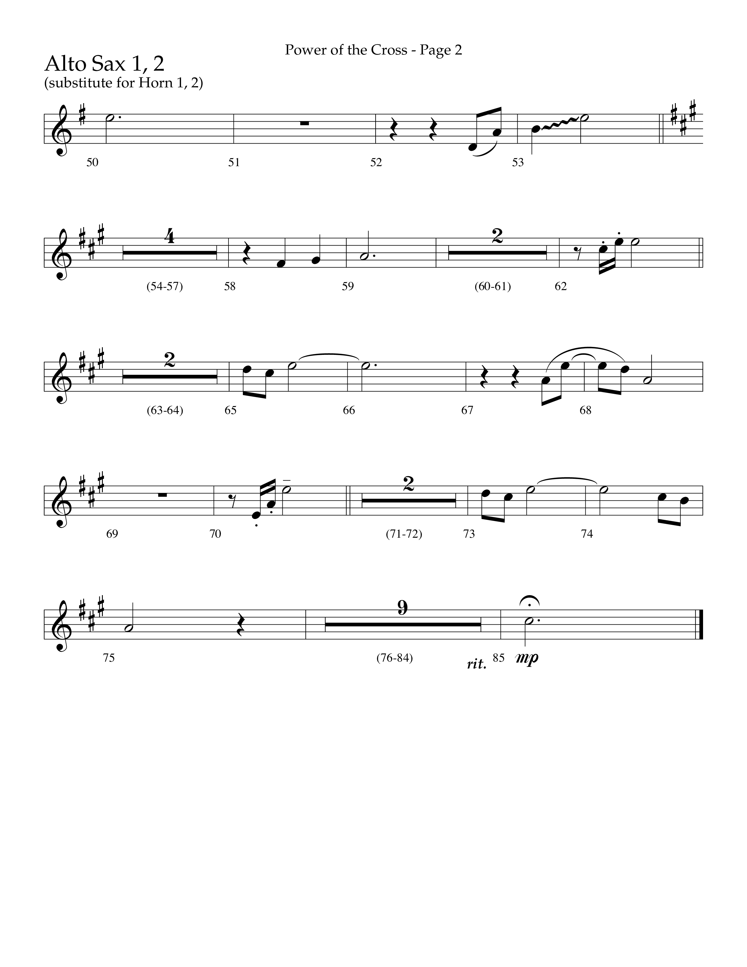 Power Of The Cross (Choral Anthem SATB) Alto Sax 1/2 (Lifeway Choral / Arr. Russell Mauldin)