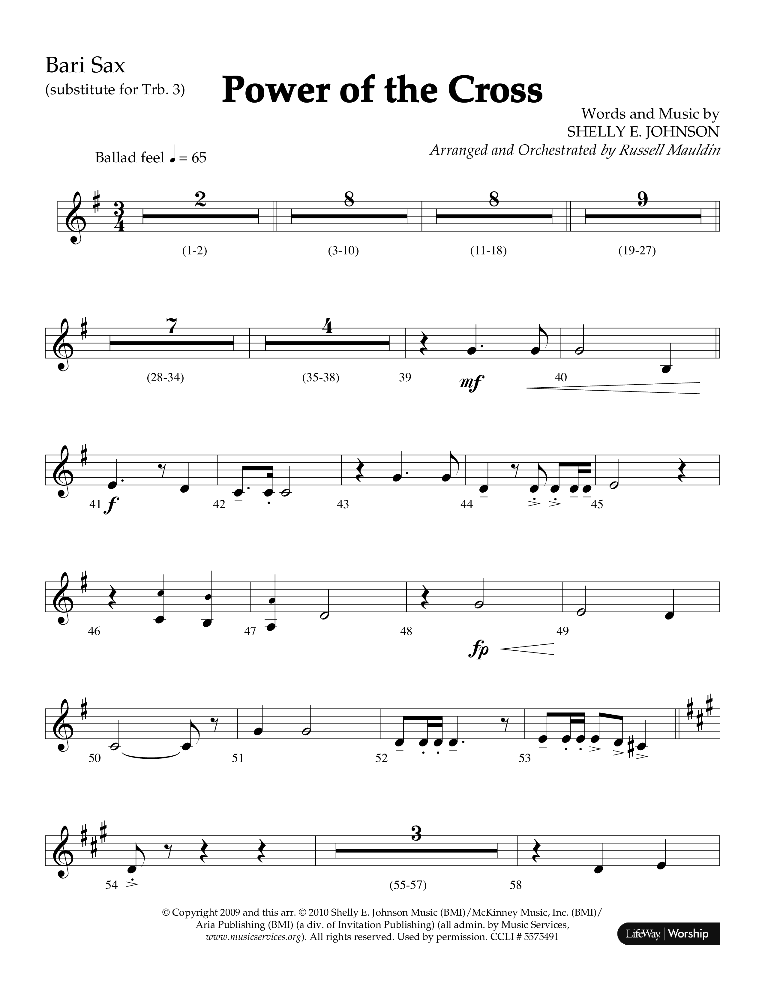 Power Of The Cross (Choral Anthem SATB) Bari Sax (Lifeway Choral / Arr. Russell Mauldin)