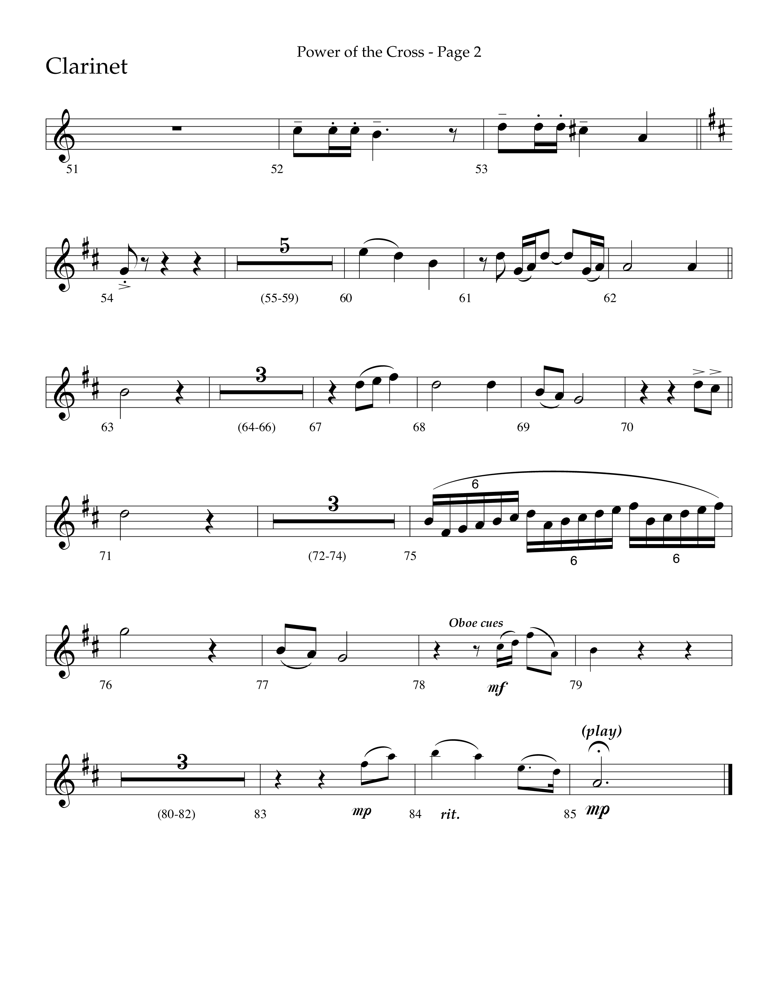 Power Of The Cross (Choral Anthem SATB) Clarinet 1/2 (Lifeway Choral / Arr. Russell Mauldin)