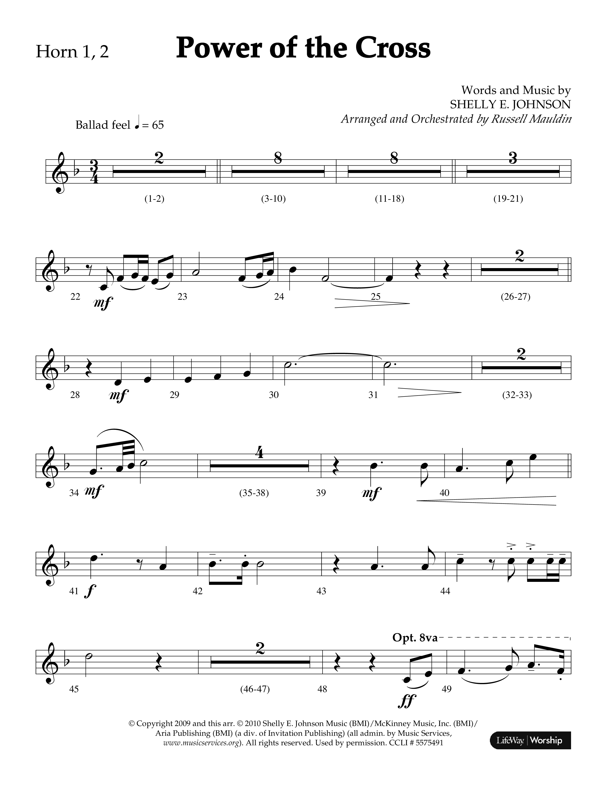 Power Of The Cross (Choral Anthem SATB) French Horn 1/2 (Lifeway Choral / Arr. Russell Mauldin)