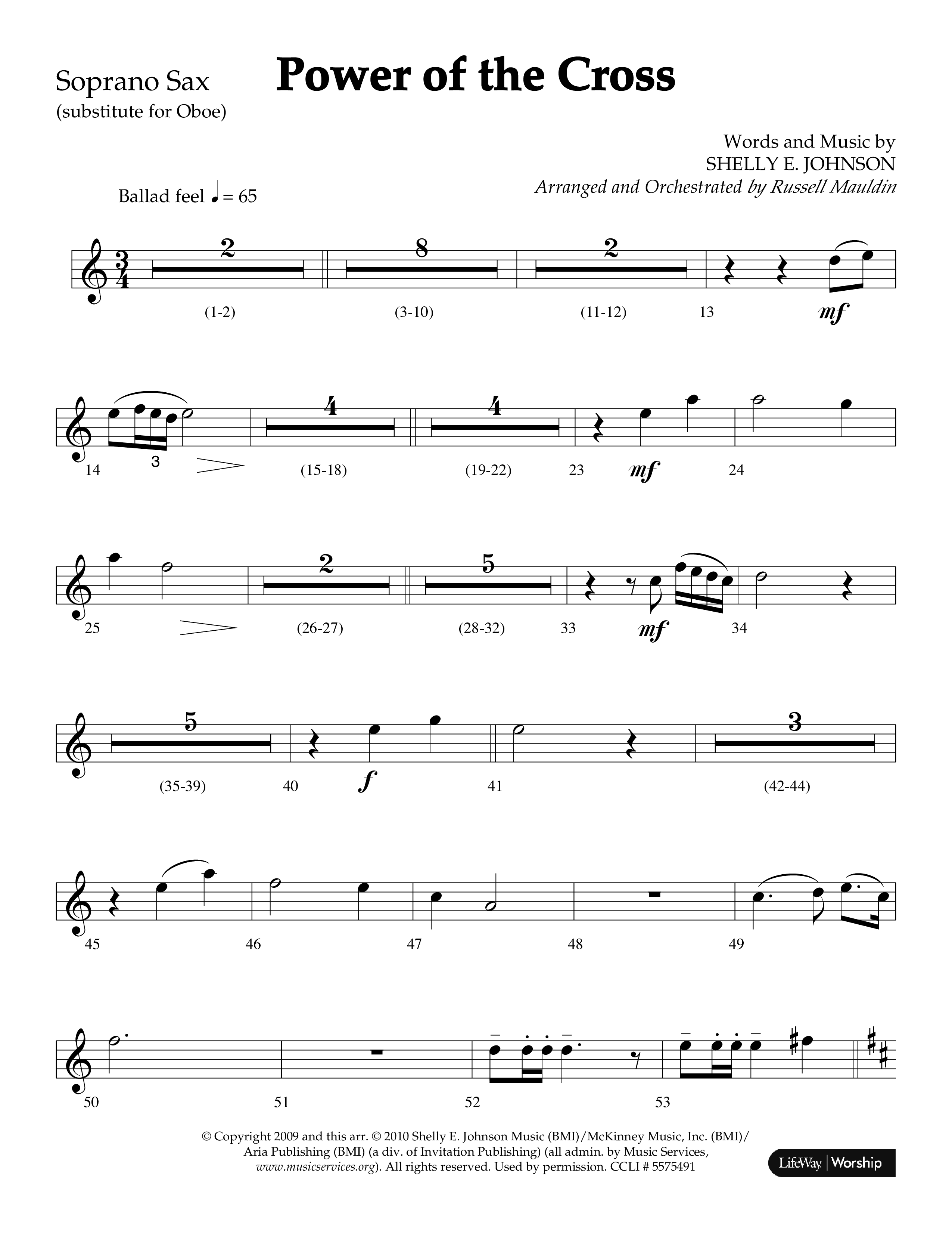 Power Of The Cross (Choral Anthem SATB) Soprano Sax (Lifeway Choral / Arr. Russell Mauldin)