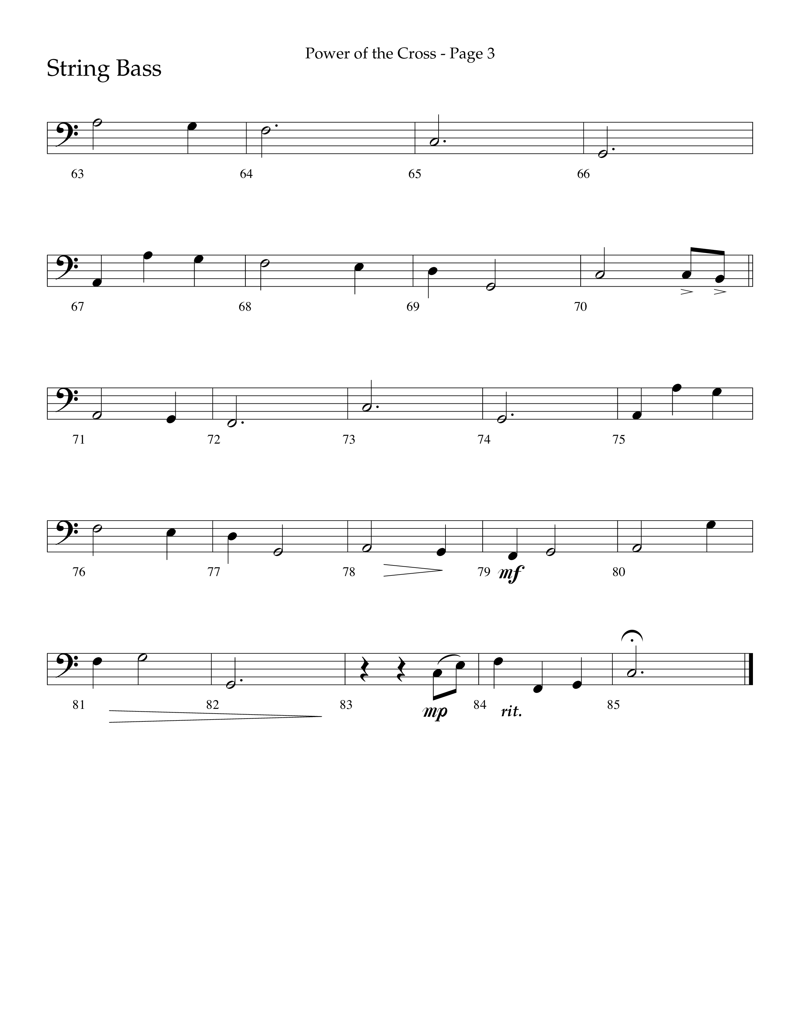 Power Of The Cross (Choral Anthem SATB) String Bass (Lifeway Choral / Arr. Russell Mauldin)
