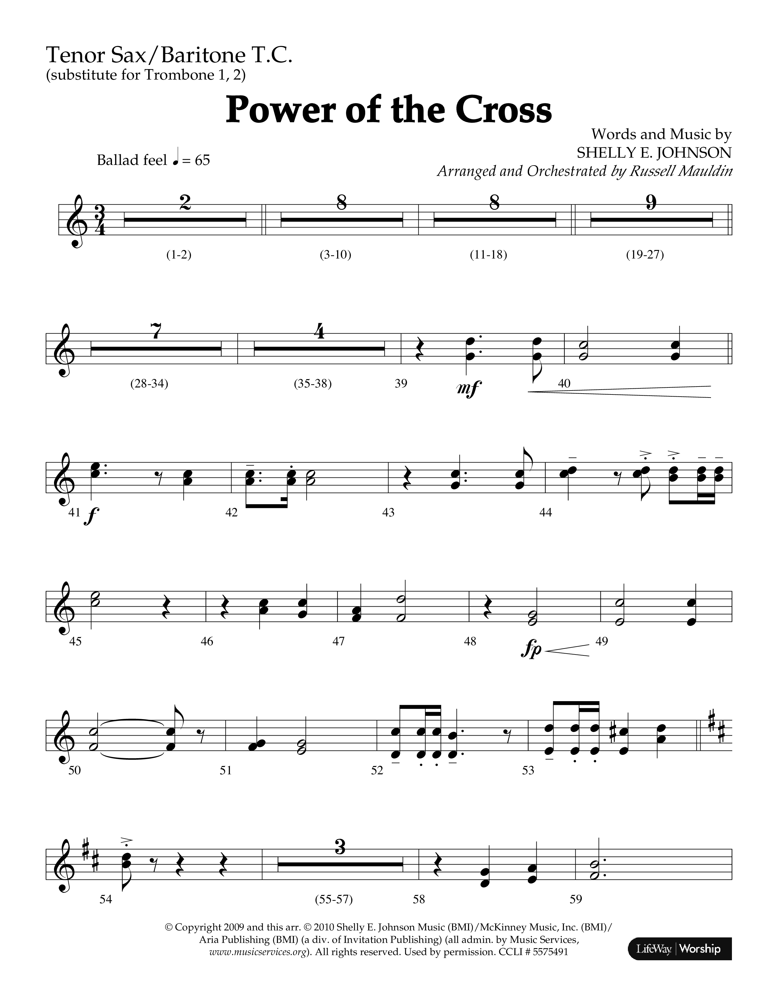 Power Of The Cross (Choral Anthem SATB) Tenor Sax/Baritone T.C. (Lifeway Choral / Arr. Russell Mauldin)