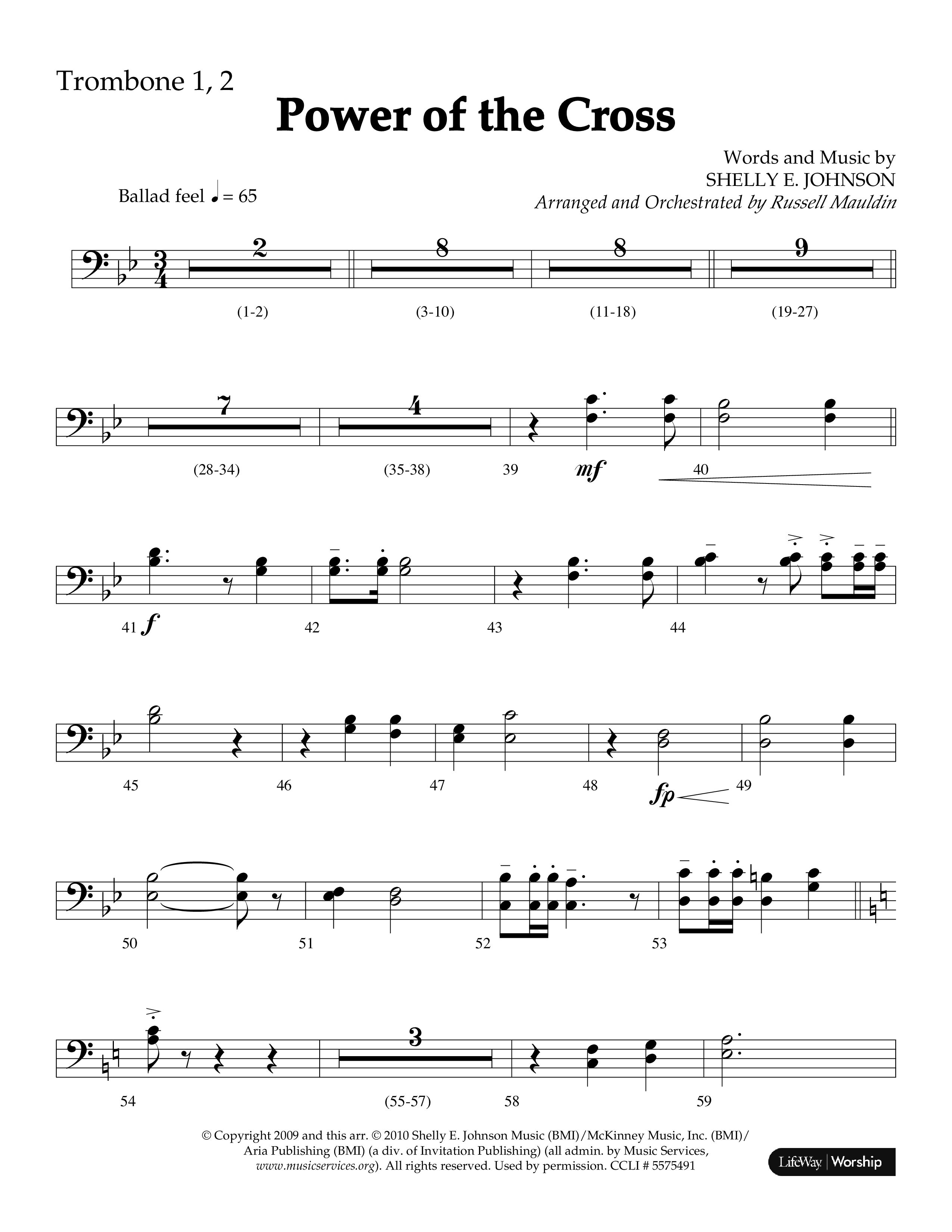 Power Of The Cross (Choral Anthem SATB) Trombone 1/2 (Lifeway Choral / Arr. Russell Mauldin)