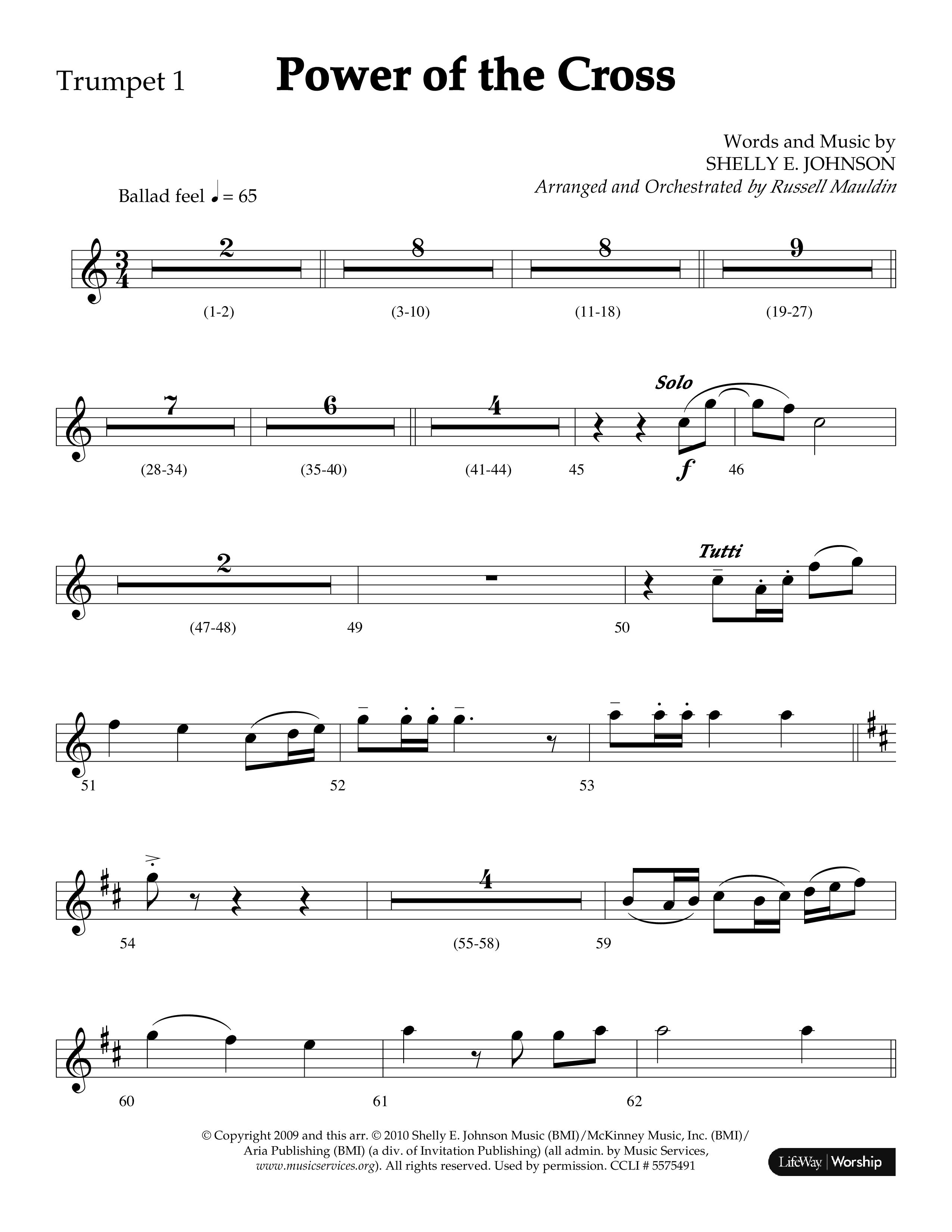 Power Of The Cross (Choral Anthem SATB) Trumpet 1 (Lifeway Choral / Arr. Russell Mauldin)