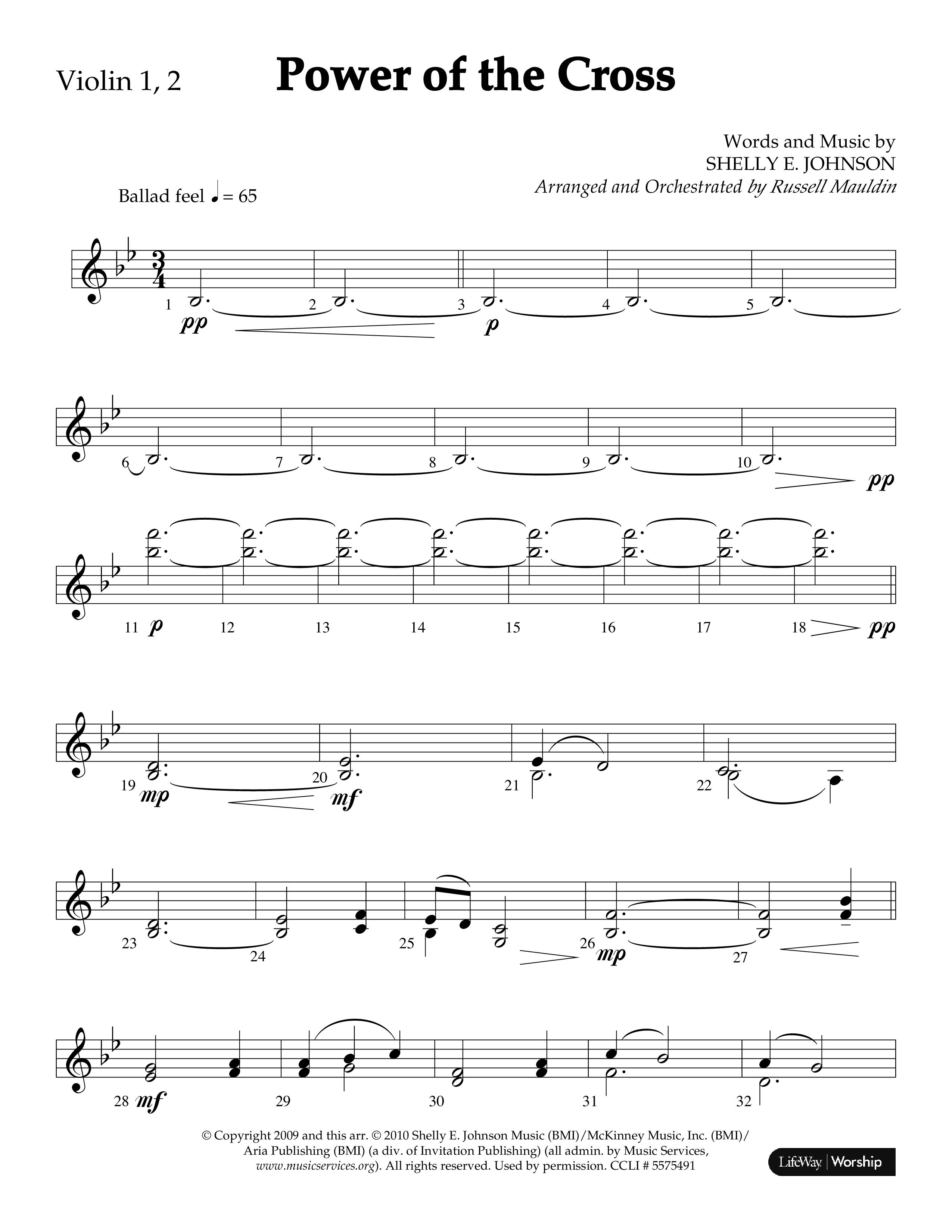 Power Of The Cross (Choral Anthem SATB) Violin 1/2 (Lifeway Choral / Arr. Russell Mauldin)