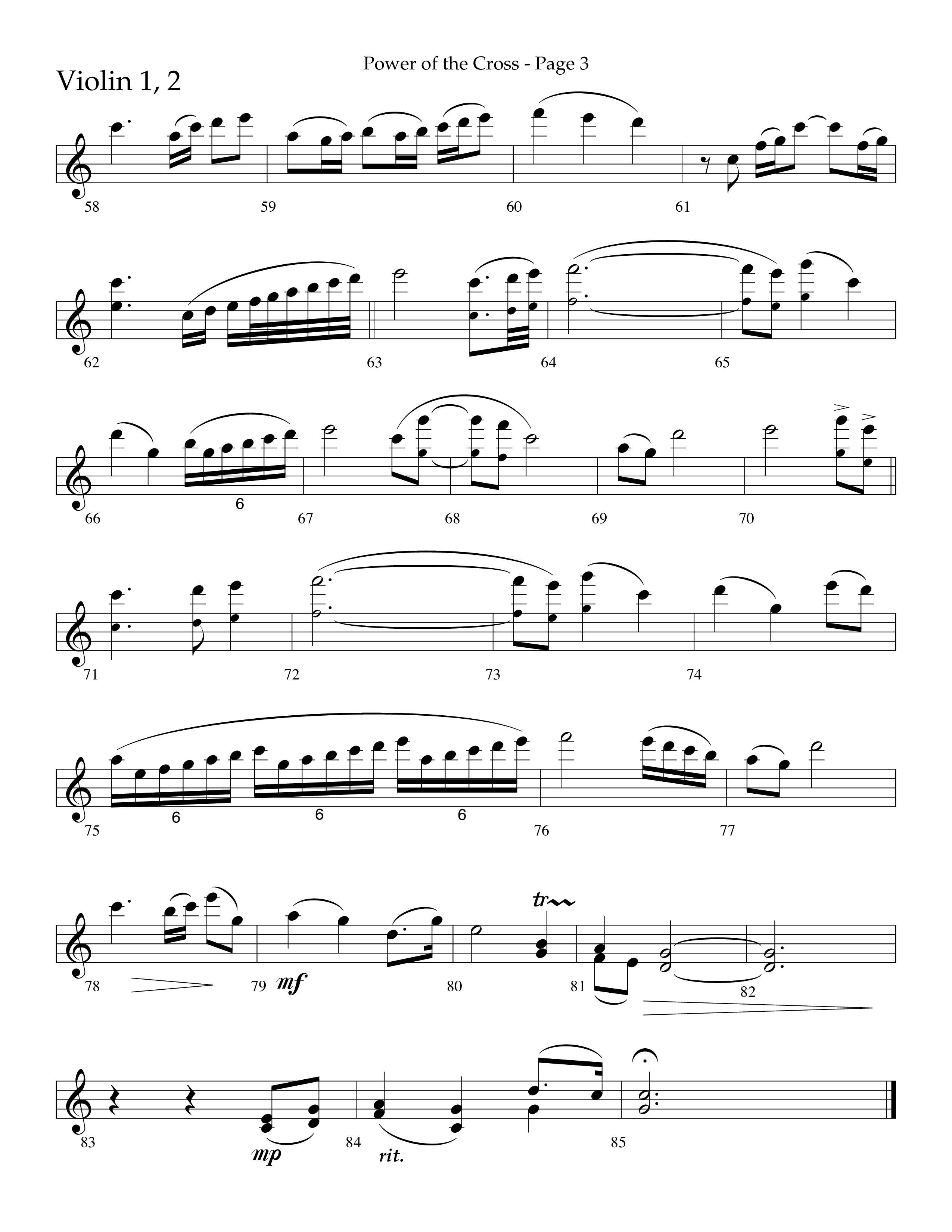 Power Of The Cross (Choral Anthem SATB) Violin 1/2 (Lifeway Choral / Arr. Russell Mauldin)