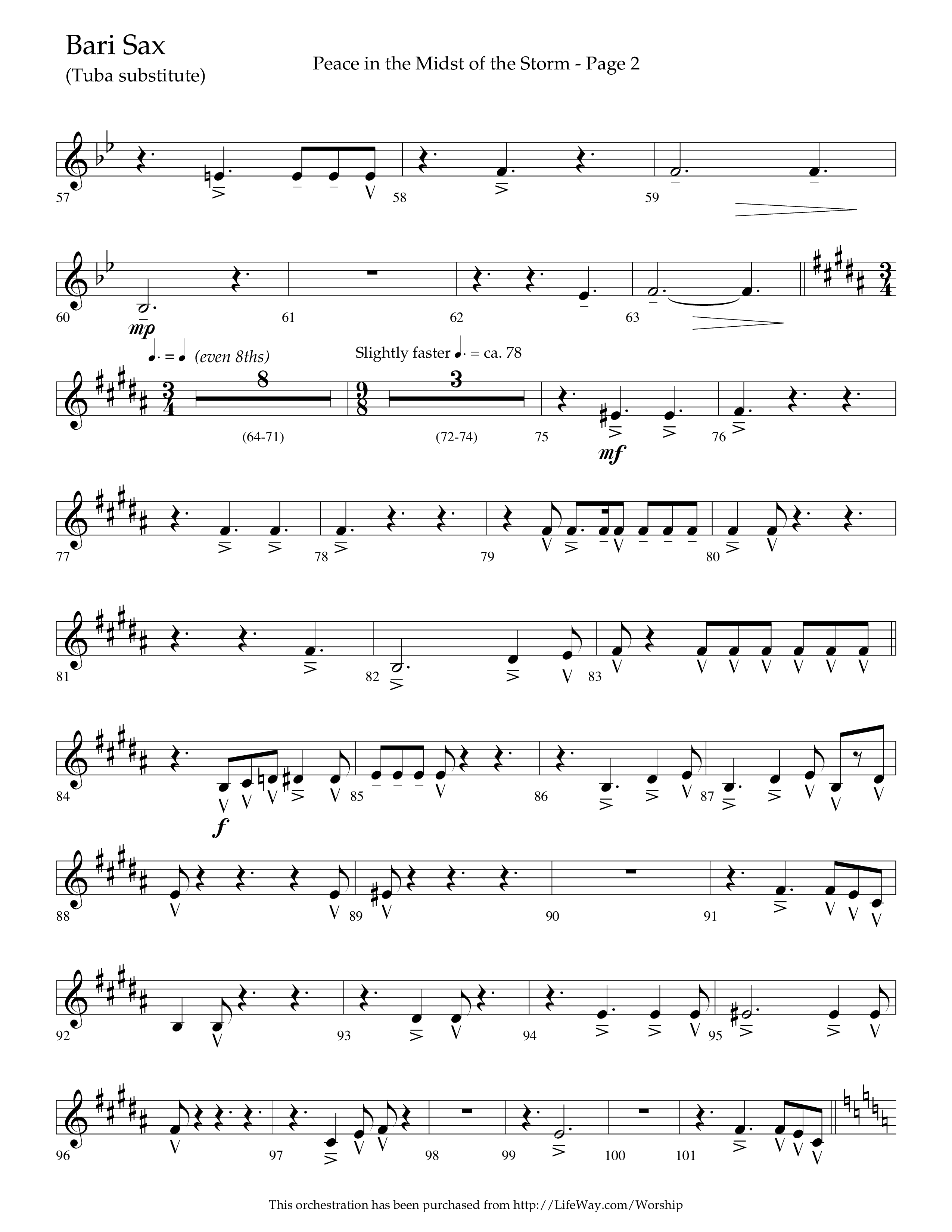 Peace In The Midst Of The Storm (Choral Anthem SATB) Bari Sax (Lifeway Choral / Arr. David T. Clydesdale)