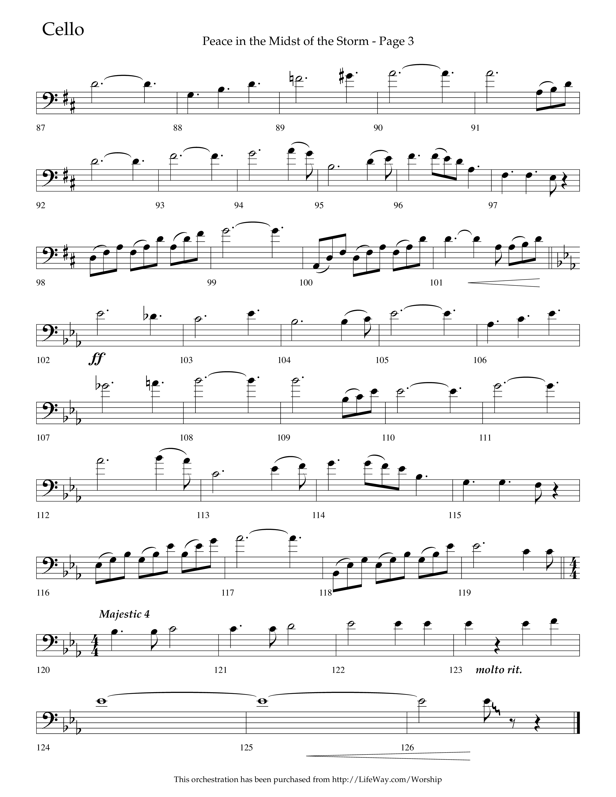 Peace In The Midst Of The Storm (Choral Anthem SATB) Cello (Lifeway Choral / Arr. David T. Clydesdale)