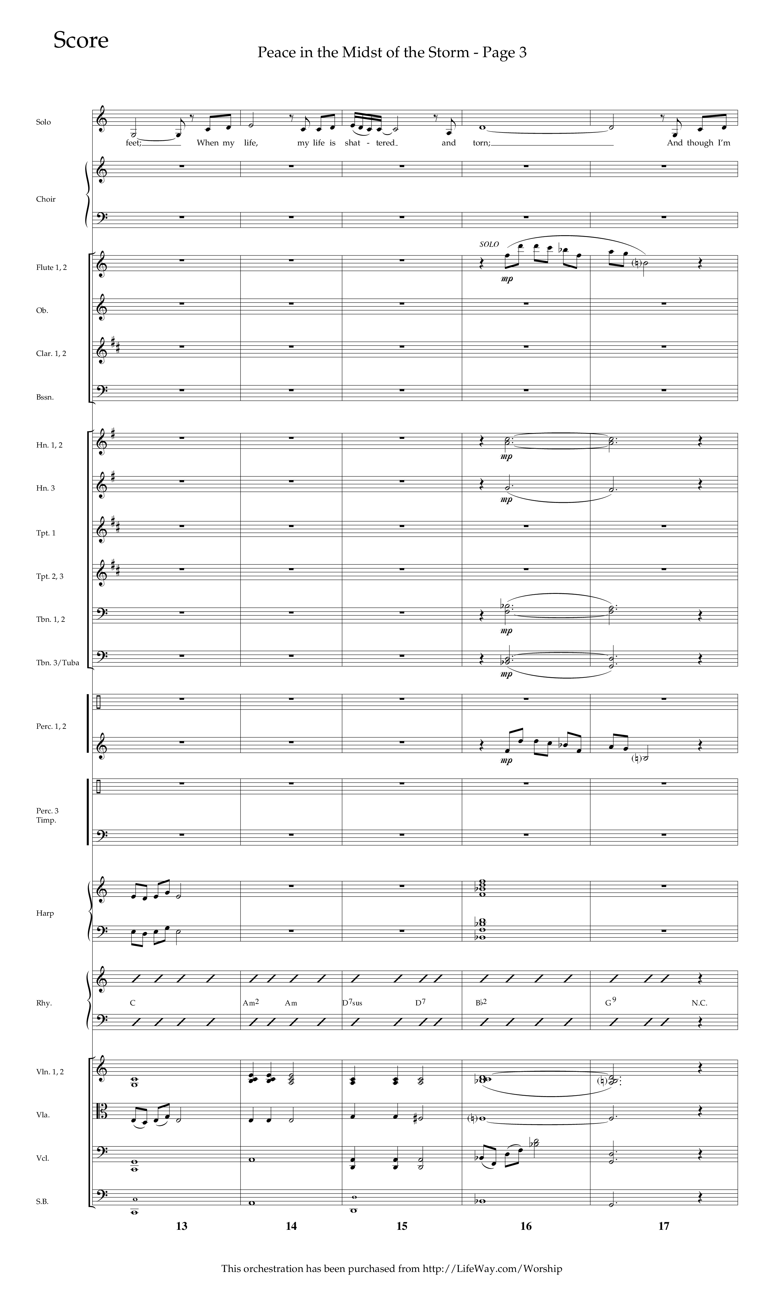 Peace In The Midst Of The Storm (Choral Anthem SATB) Orchestration (Lifeway Choral / Arr. David T. Clydesdale)