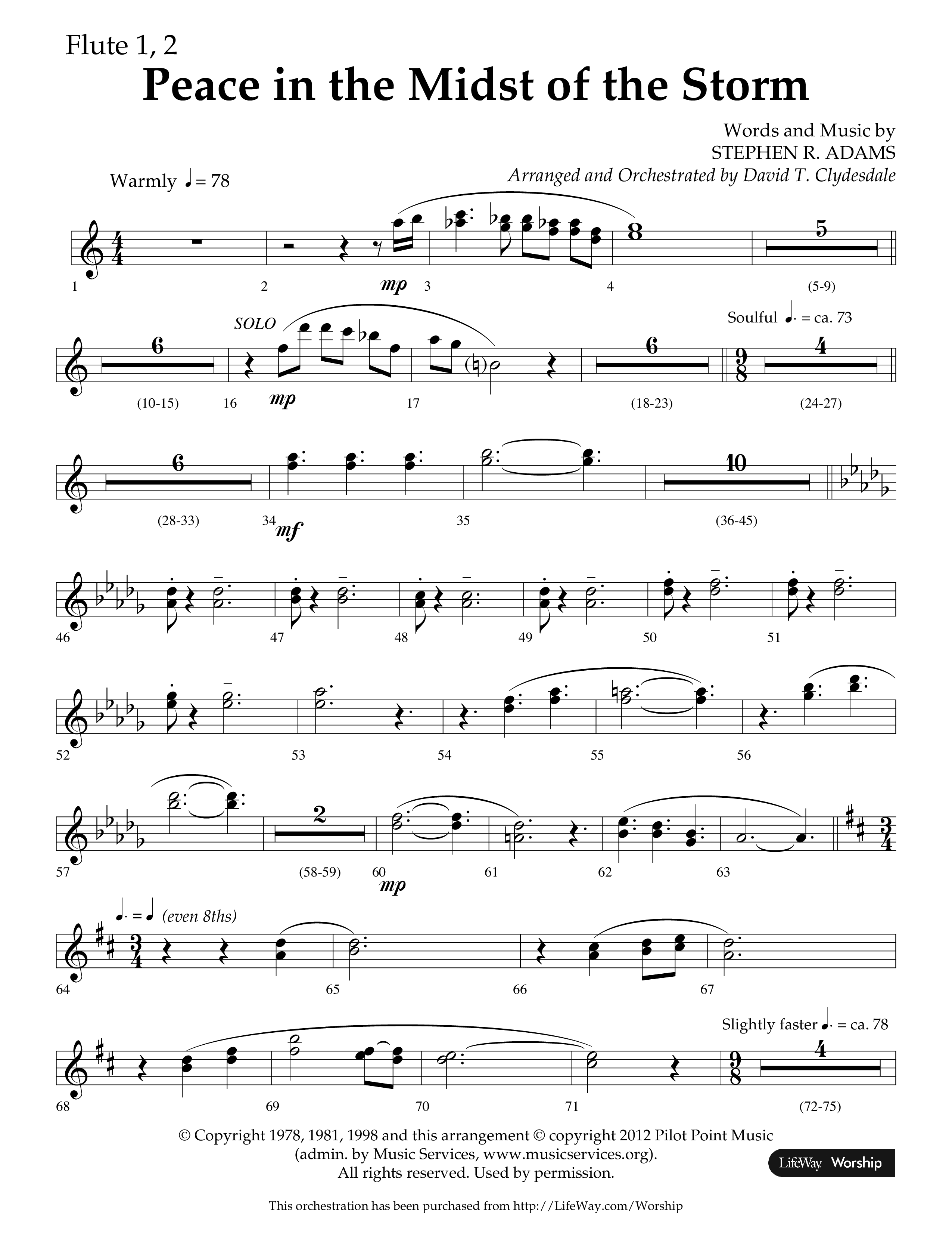 Peace In The Midst Of The Storm (Choral Anthem SATB) Flute 1/2 (Lifeway Choral / Arr. David T. Clydesdale)