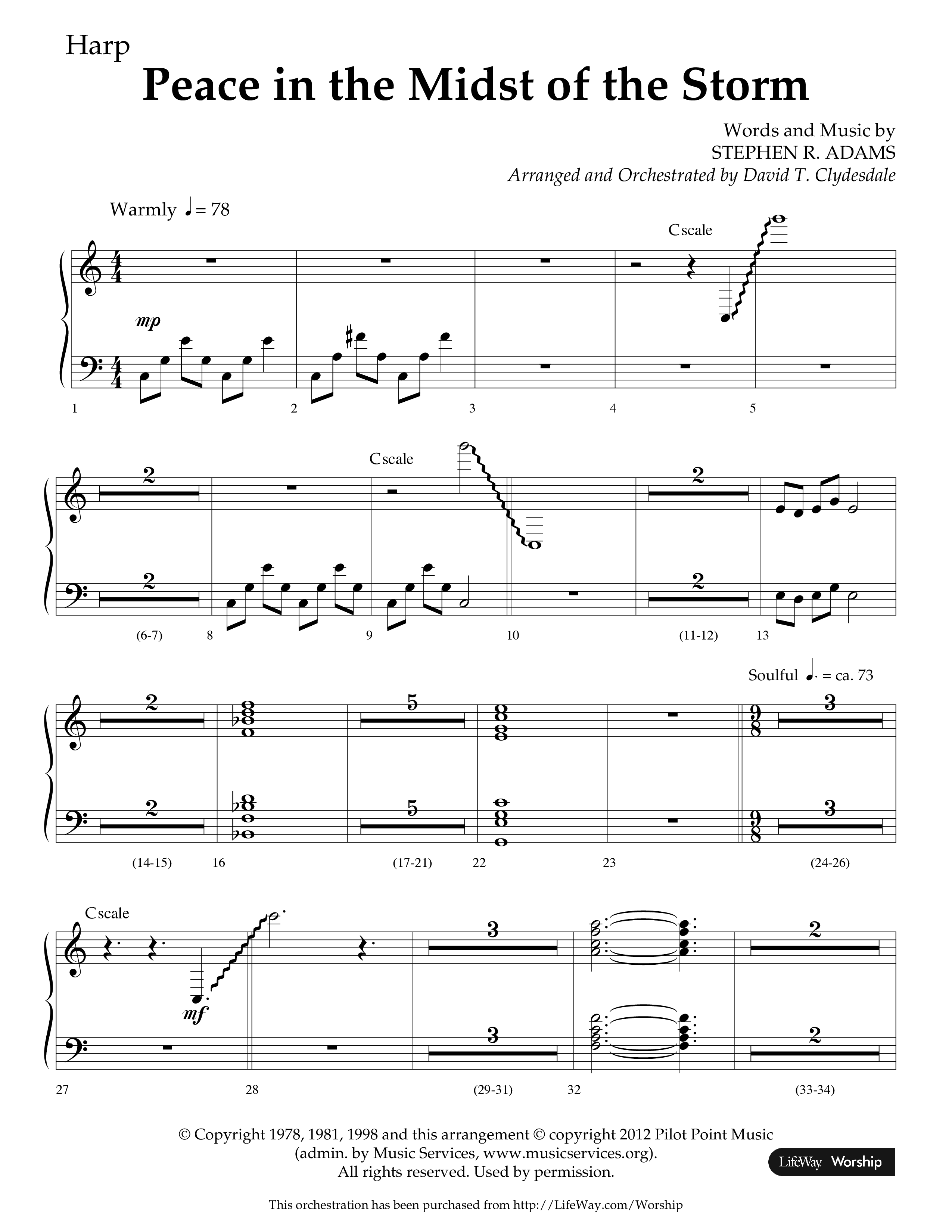 Peace In The Midst Of The Storm (Choral Anthem SATB) Harp (Lifeway Choral / Arr. David T. Clydesdale)