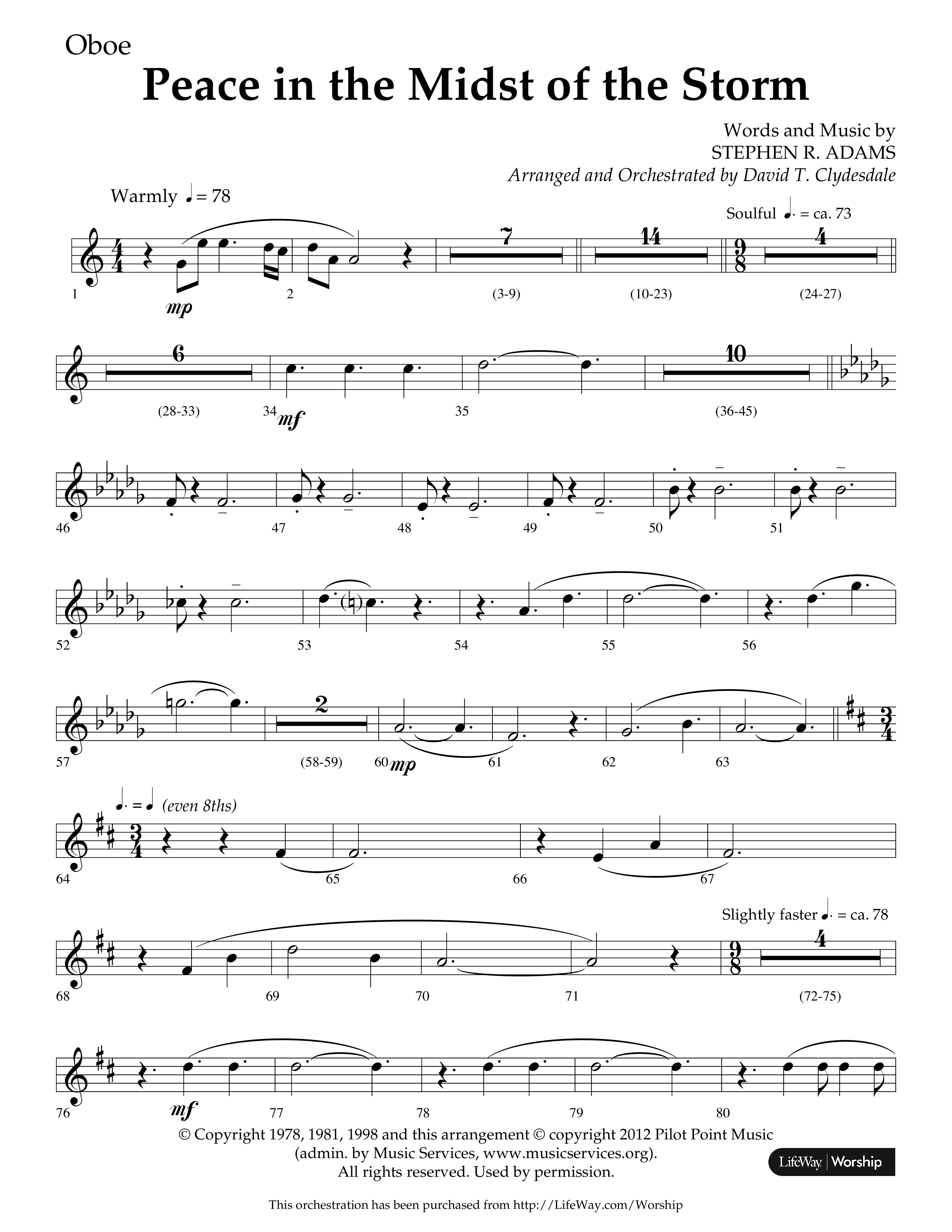 Peace In The Midst Of The Storm (Choral Anthem SATB) Oboe (Lifeway Choral / Arr. David T. Clydesdale)