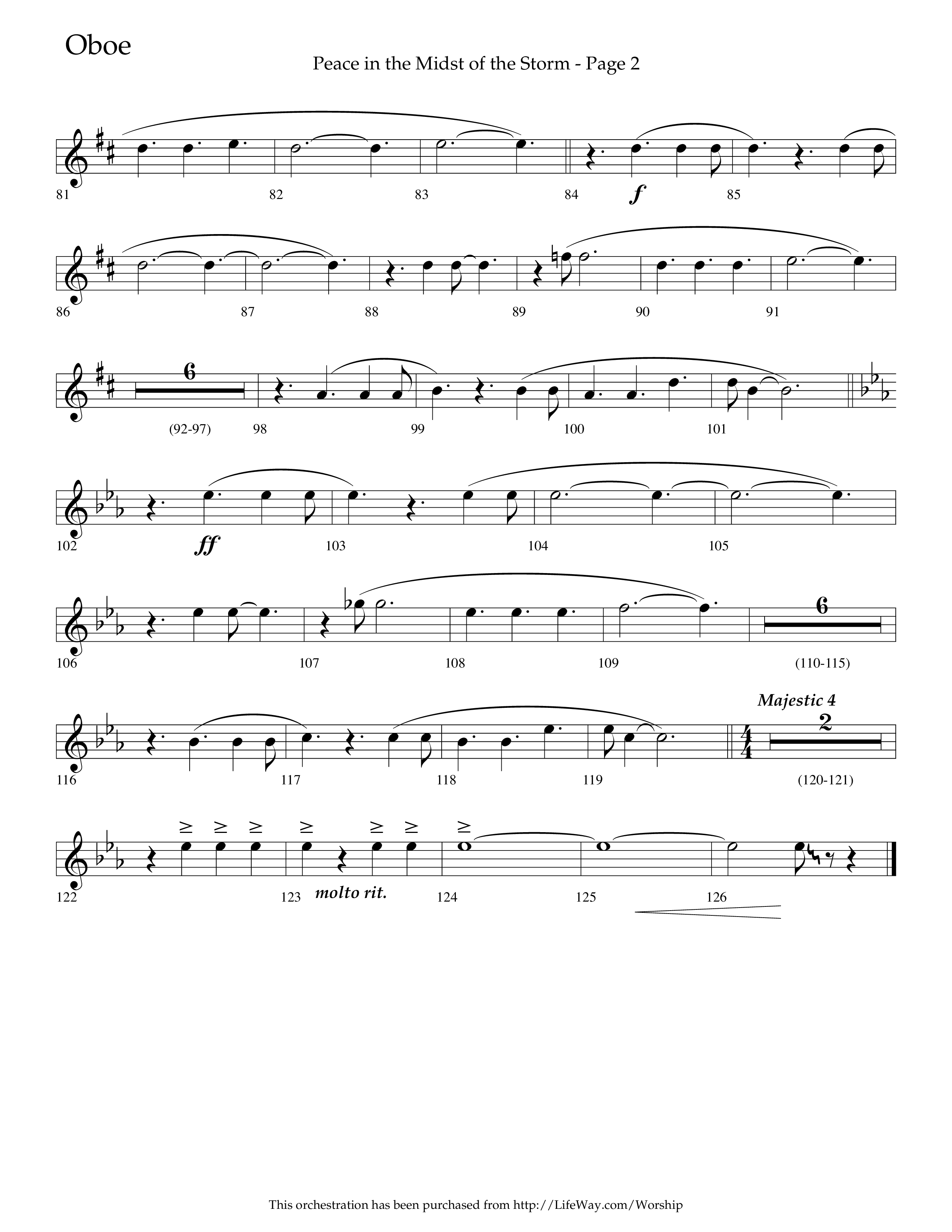 Peace In The Midst Of The Storm (Choral Anthem SATB) Oboe (Lifeway Choral / Arr. David T. Clydesdale)