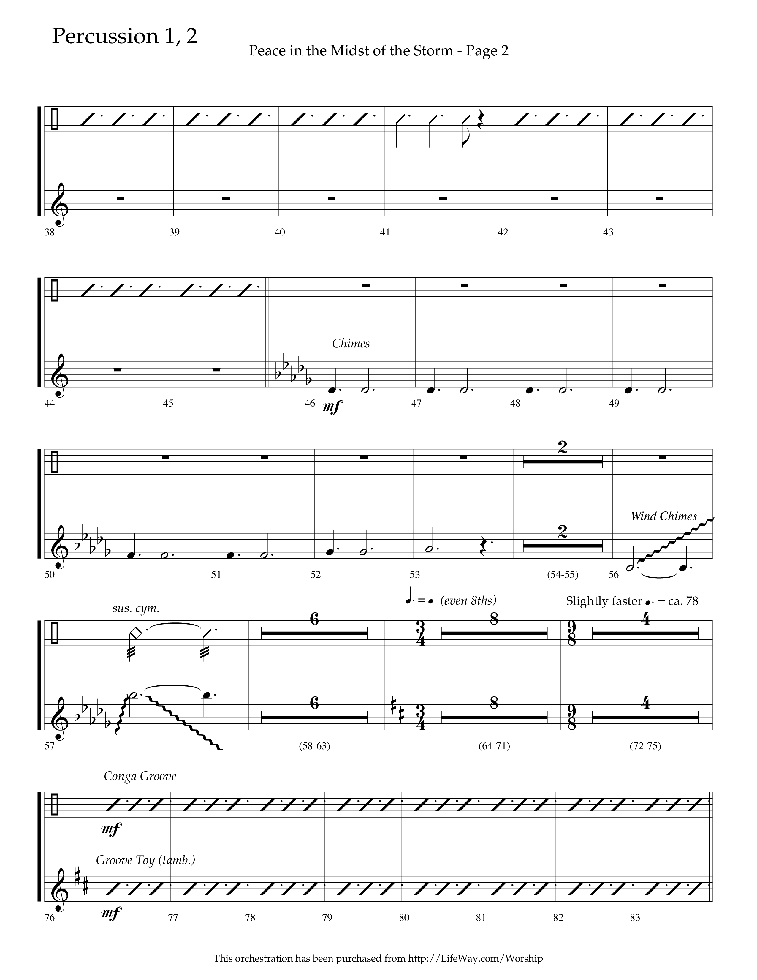 Peace In The Midst Of The Storm (Choral Anthem SATB) Percussion 1/2 (Lifeway Choral / Arr. David T. Clydesdale)