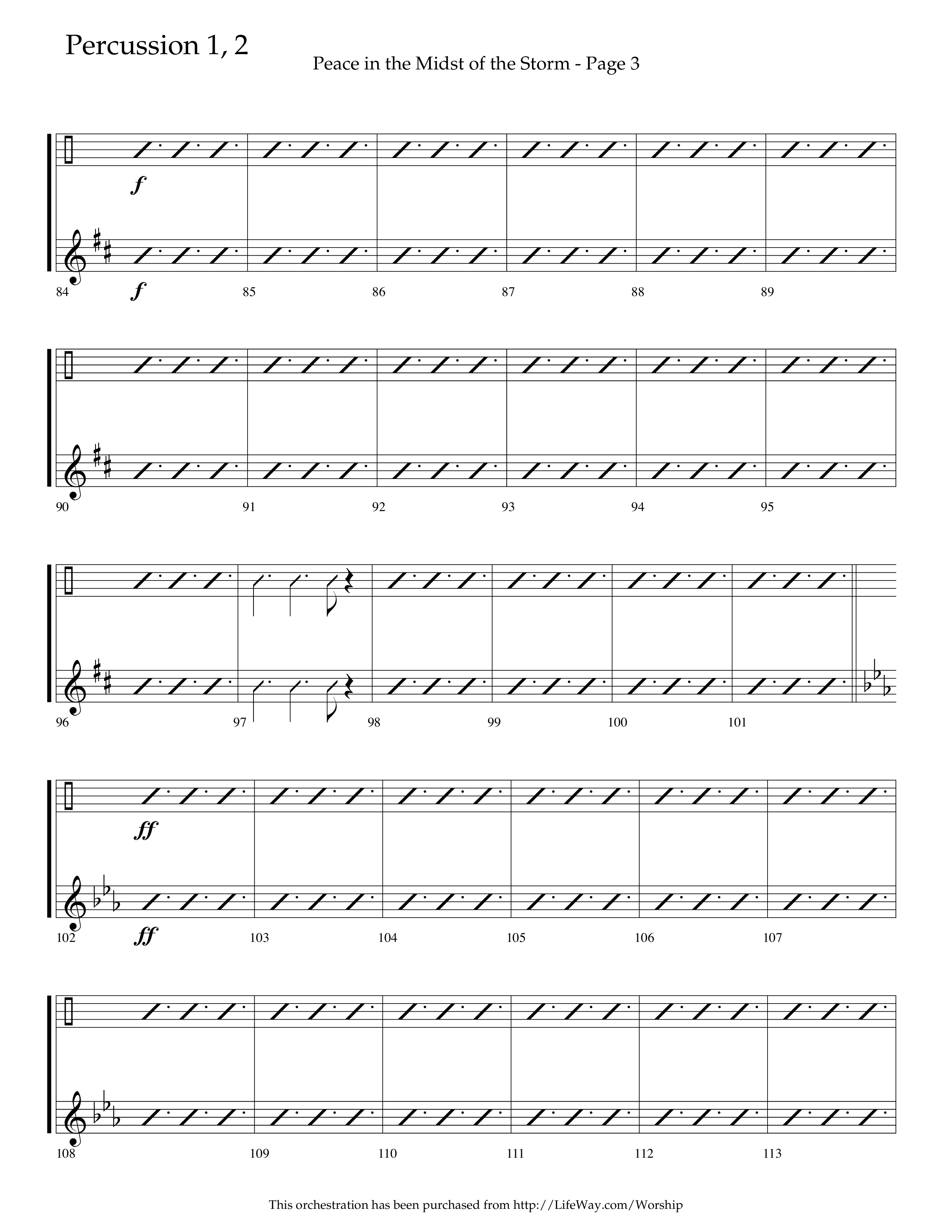 Peace In The Midst Of The Storm (Choral Anthem SATB) Percussion 1/2 (Lifeway Choral / Arr. David T. Clydesdale)